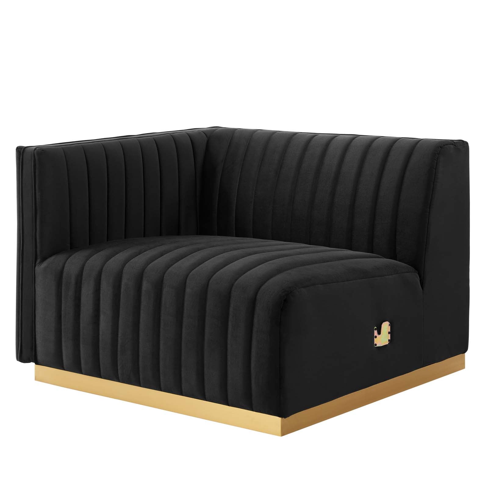 Modway Sectional Sofas - Conjure Channel Tufted Performance Velvet 6 Piece Sectional Gold Black