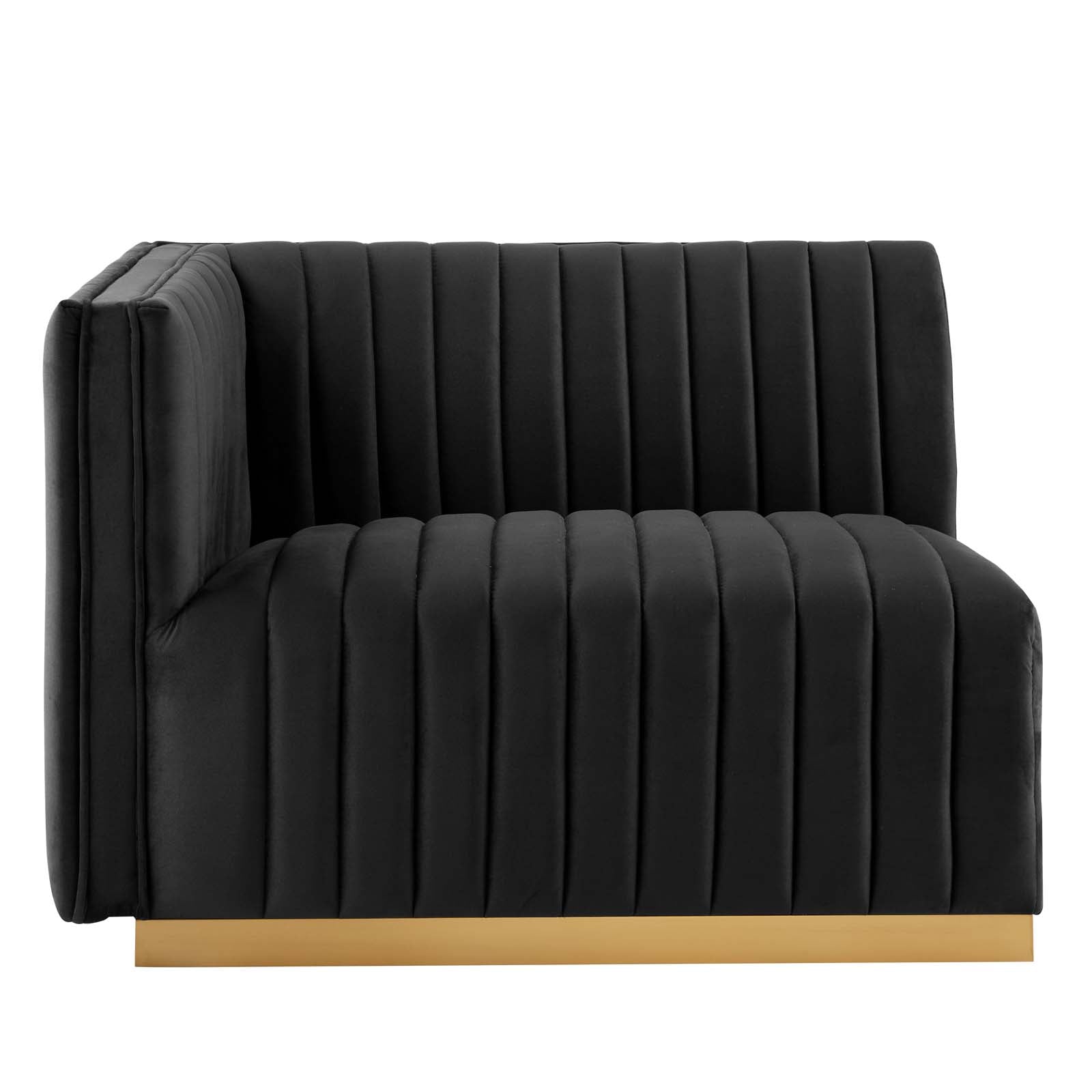 Modway Sectional Sofas - Conjure Channel Tufted Performance Velvet 6 Piece Sectional Gold Black