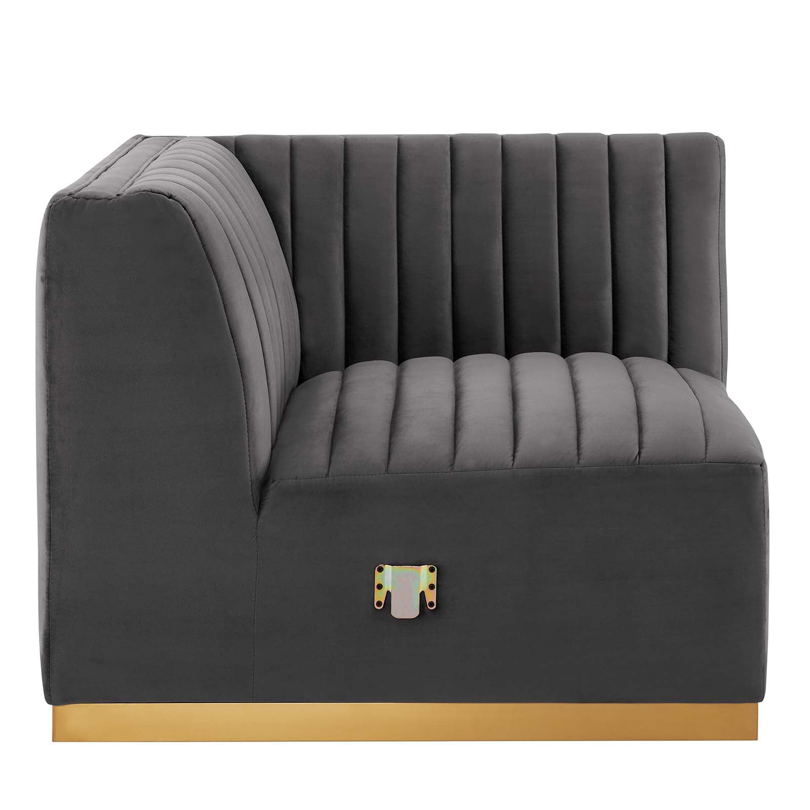 Modway Sectional Sofas - Conjure Tufted Performance Velvet 4 Piece Sectional Gold Gray