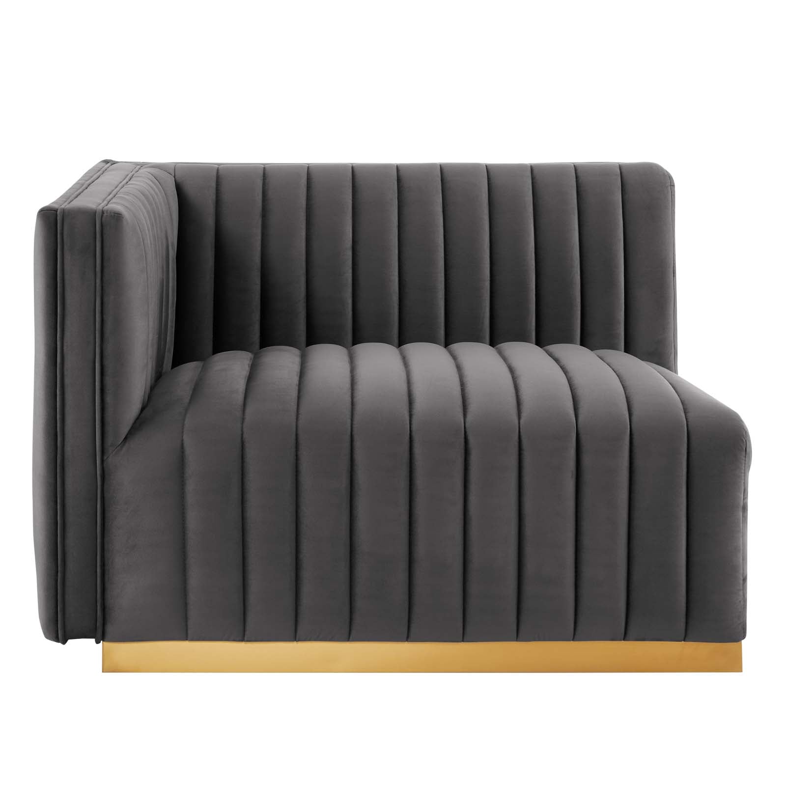 Modway Sectional Sofas - Conjure Tufted Performance Velvet 4 Piece Sectional Gold Gray