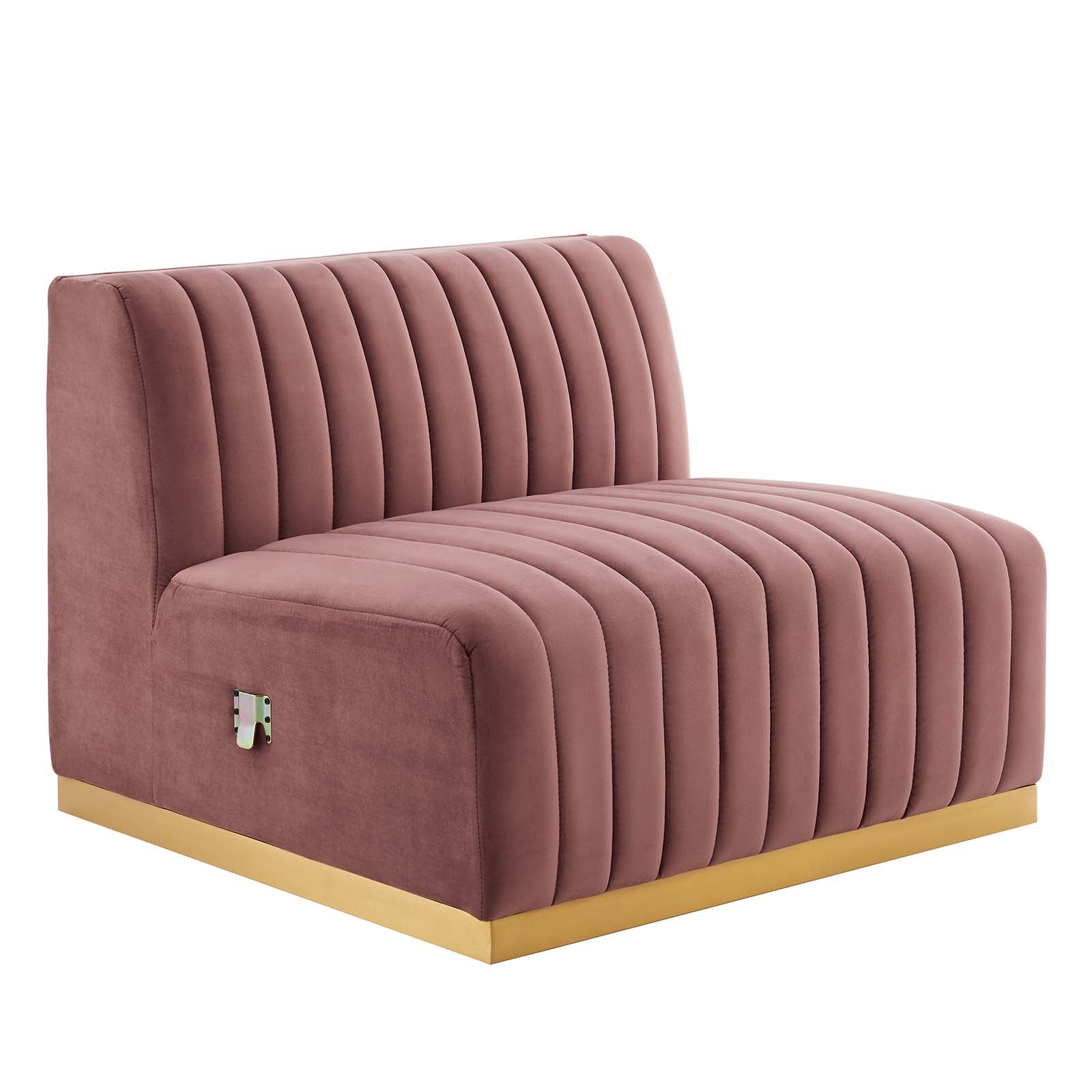 Modway Sectional Sofas - Conjure Channel Tufted Performance Velvet 4 Piece Sectional Gold | Dusty Rose