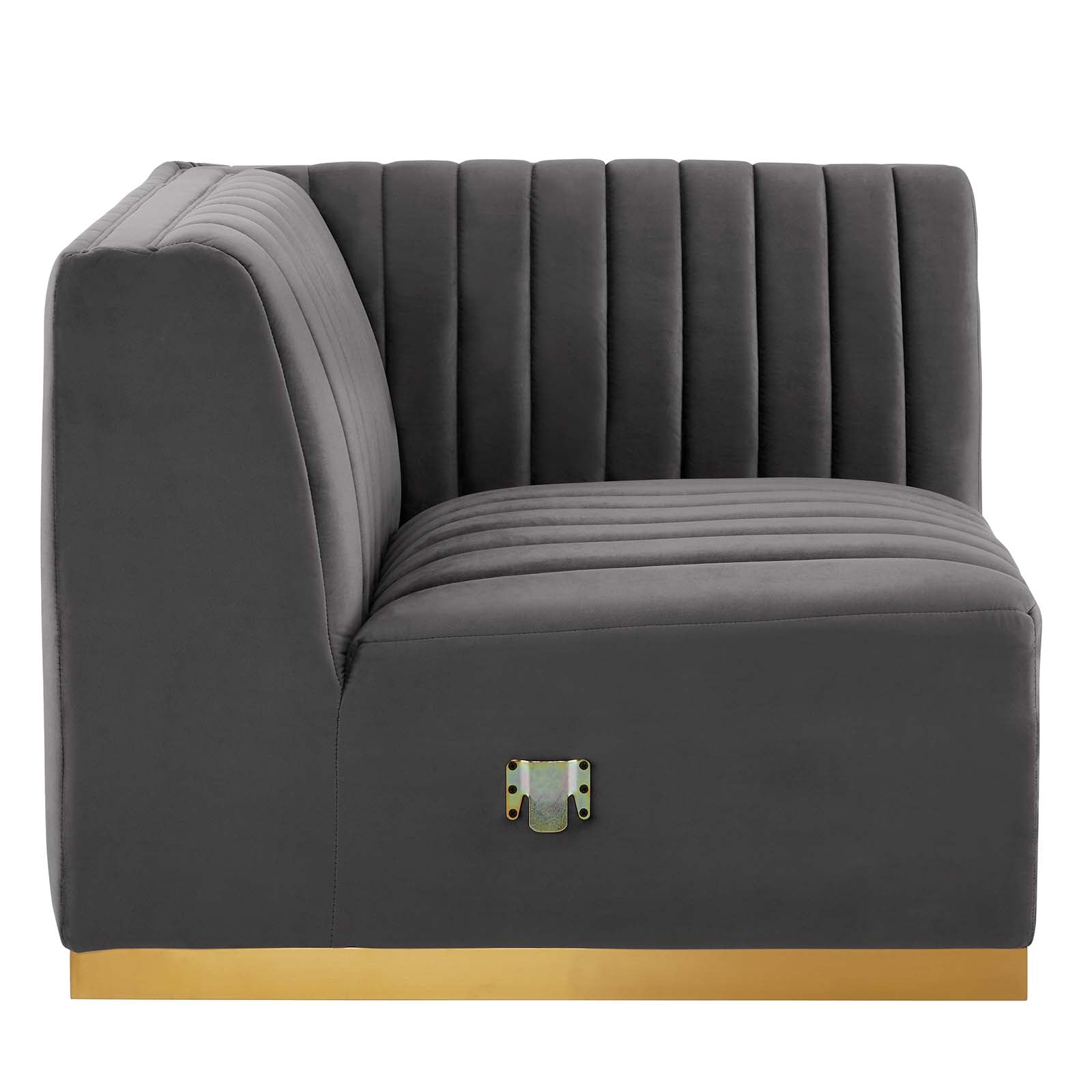 Modway Sectional Sofas - Conjure Channel Tufted Performance Velvet 4 Piece Sectional Gold Gray