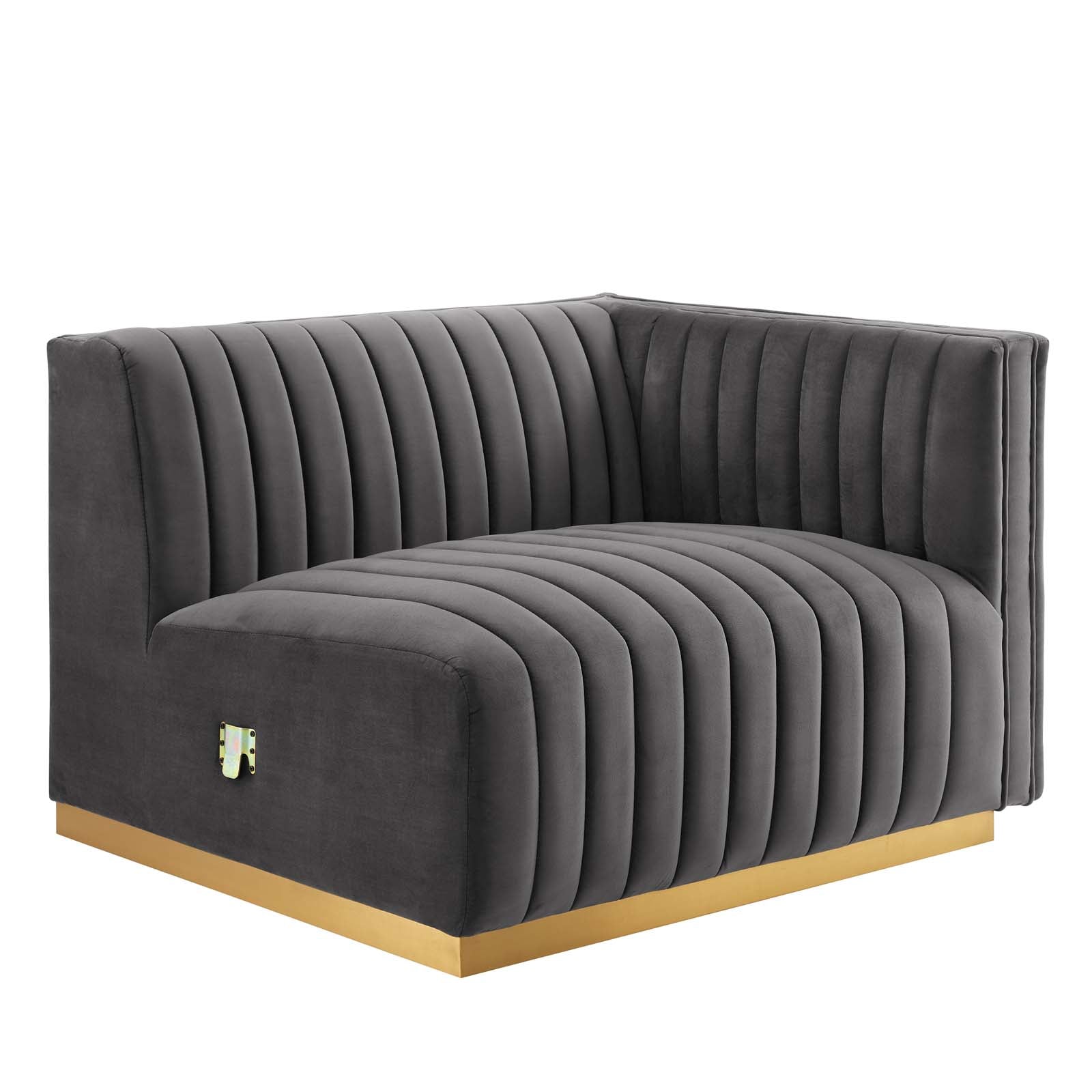 Modway Sectional Sofas - Conjure Channel Tufted Performance Velvet 4 Piece Sectional Gold Gray