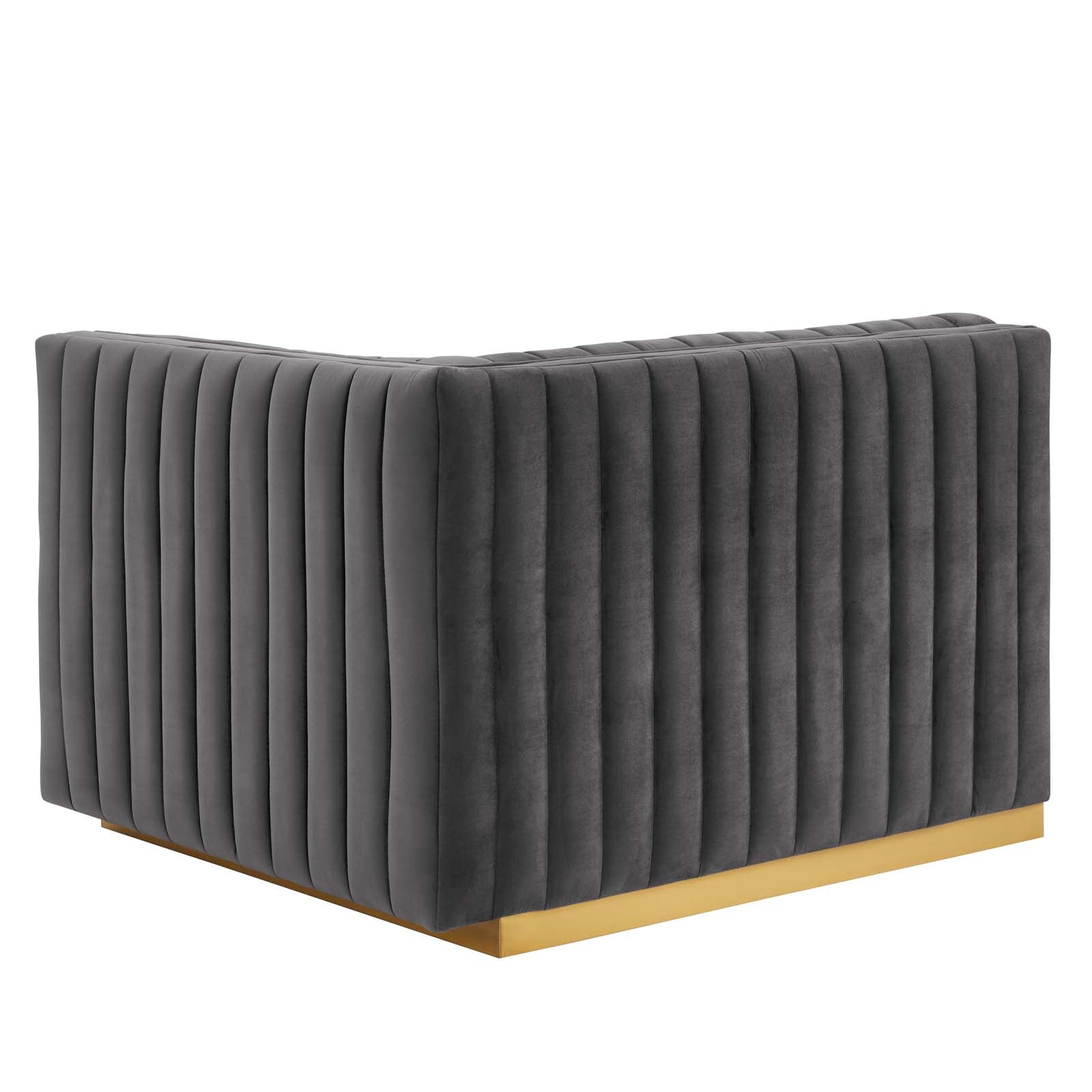 Modway Sectional Sofas - Conjure Channel Tufted Performance Velvet 4 Piece Sectional Gold Gray