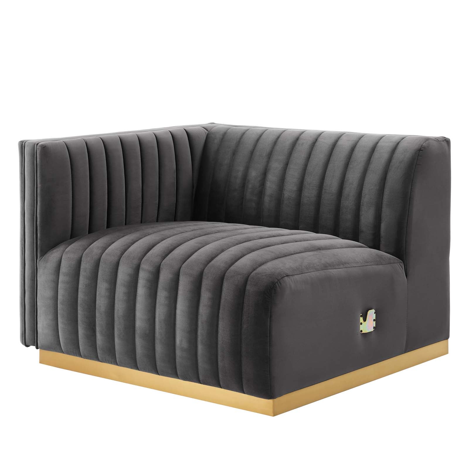 Modway Sectional Sofas - Conjure Channel Tufted Performance Velvet 4 Piece Sectional Gold Gray