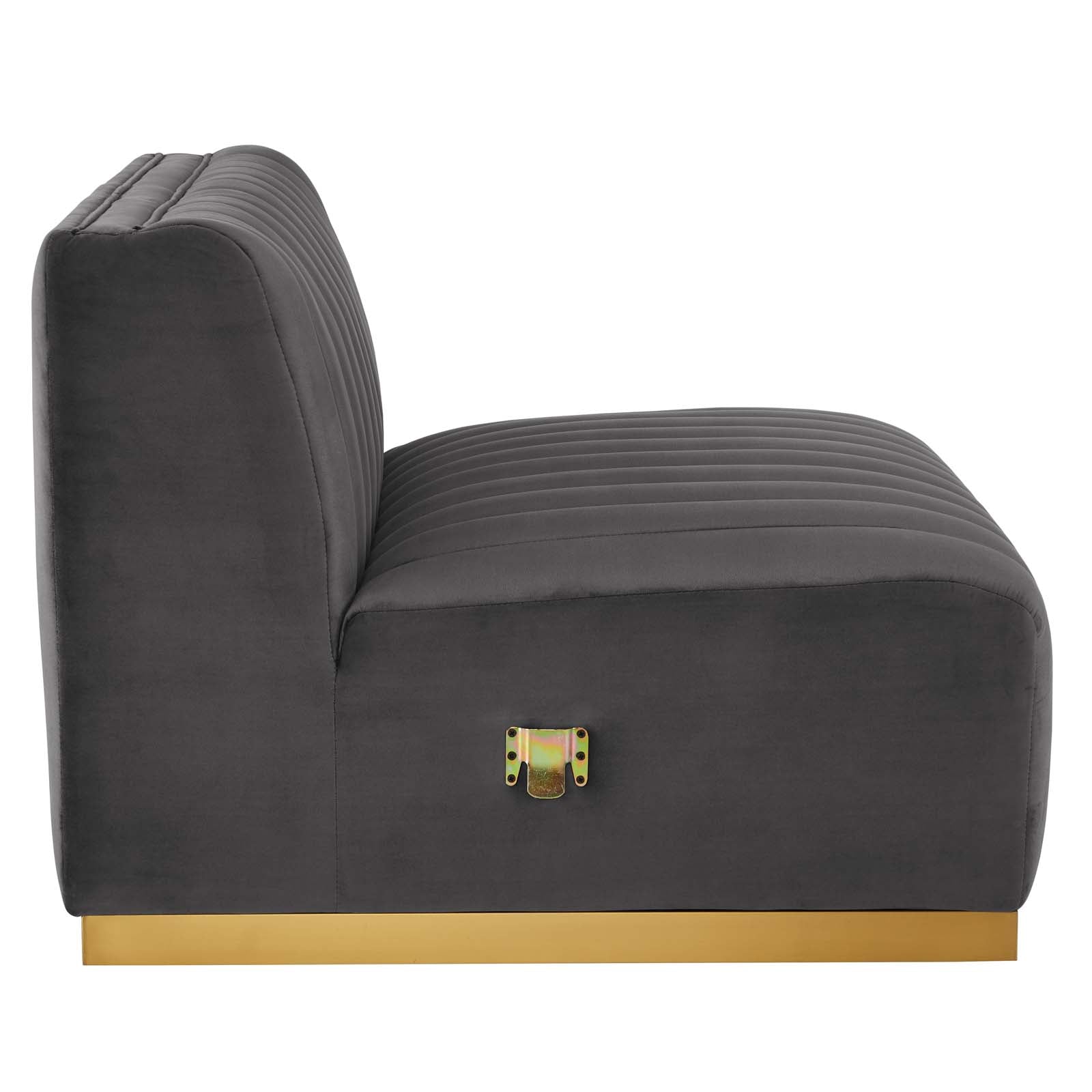 Modway Sectional Sofas - Conjure Channel Tufted Performance Velvet 4 Piece Sectional Gold Gray