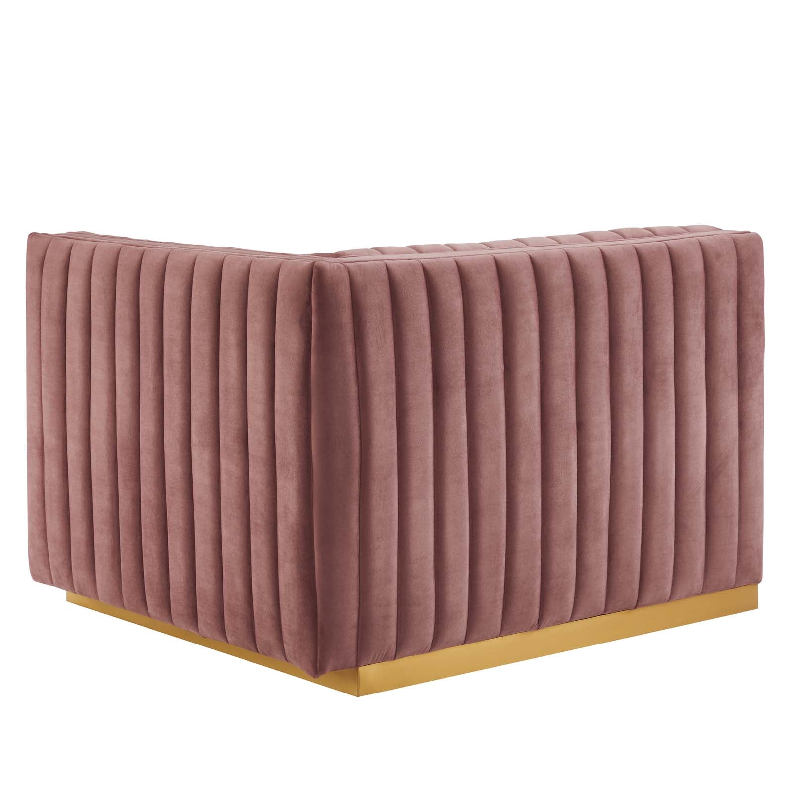 Modway Sectional Sofas - Conjure Channel Tufted Performance Velvet 5 Piece Sectional Sofa Gold | Dusty Rose