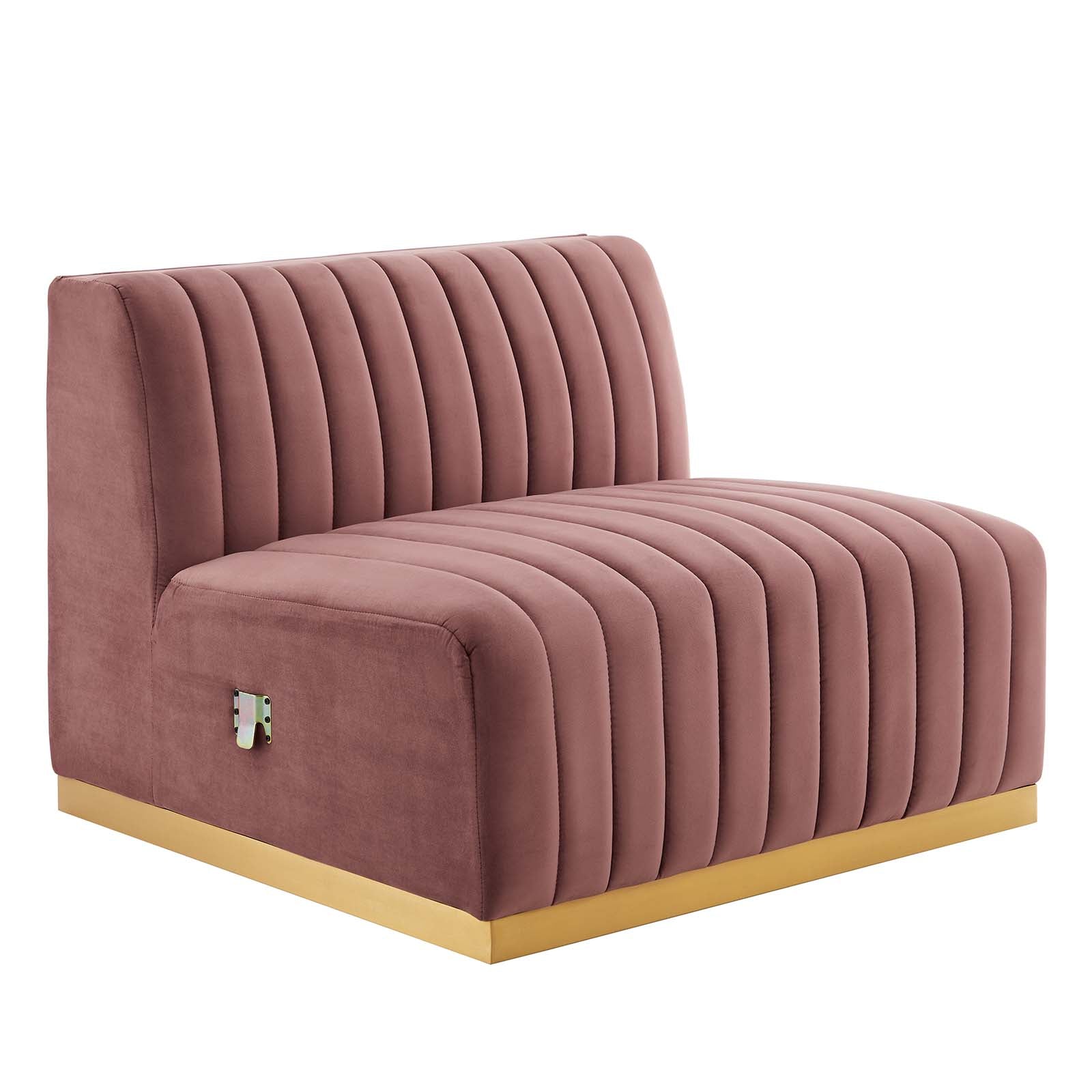 Modway Sectional Sofas - Conjure Channel Tufted Performance Velvet 5 Piece Sectional Sofa Gold | Dusty Rose