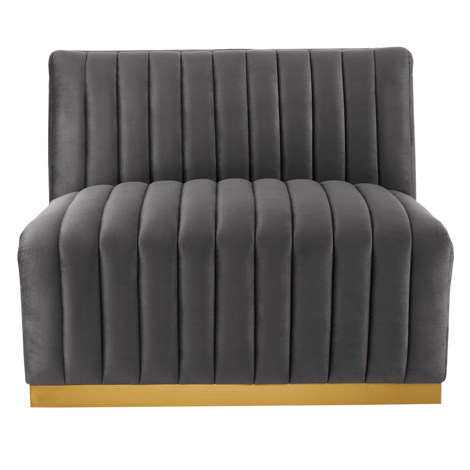 Modway Sectional Sofas - Conjure Channel Tufted Performance Velvet 5 Piece Sectional Sofa Gold Gray