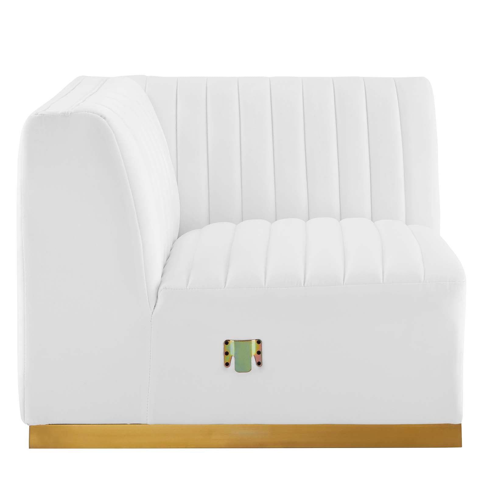 Modway Sectional Sofas - Conjure Channel Tufted Performance Velvet 5 Piece Sectional Gold White EEI-5849-GLD-WHI