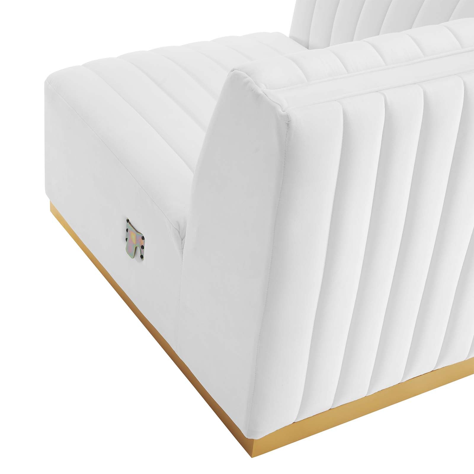 Modway Sectional Sofas - Conjure Channel Tufted Performance Velvet 5 Piece Sectional Gold White EEI-5849-GLD-WHI