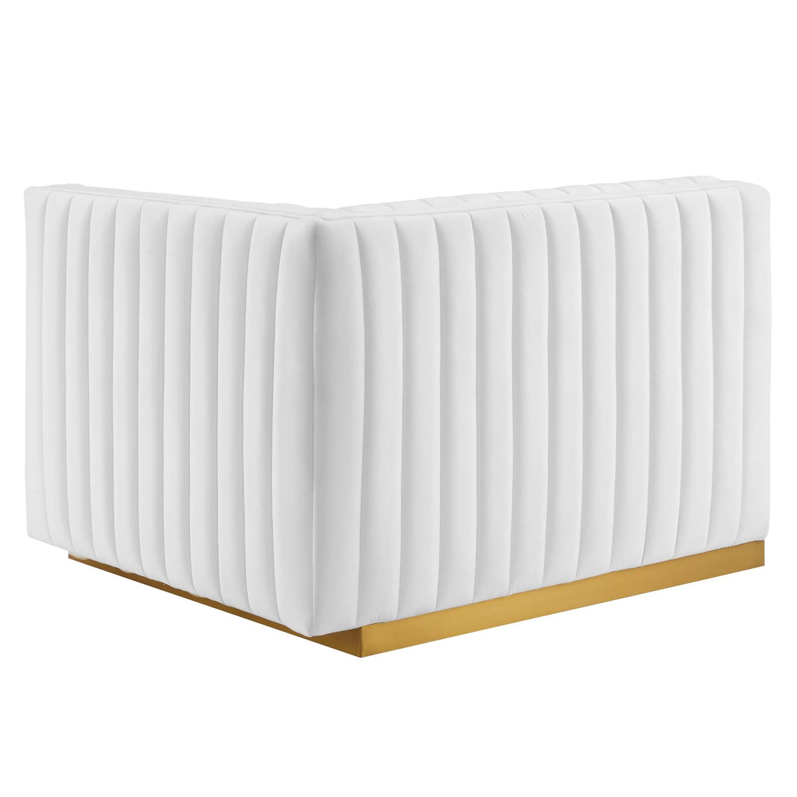 Modway Sectional Sofas - Conjure Channel Tufted Performance Velvet 5 Piece Sectional Gold White EEI-5849-GLD-WHI