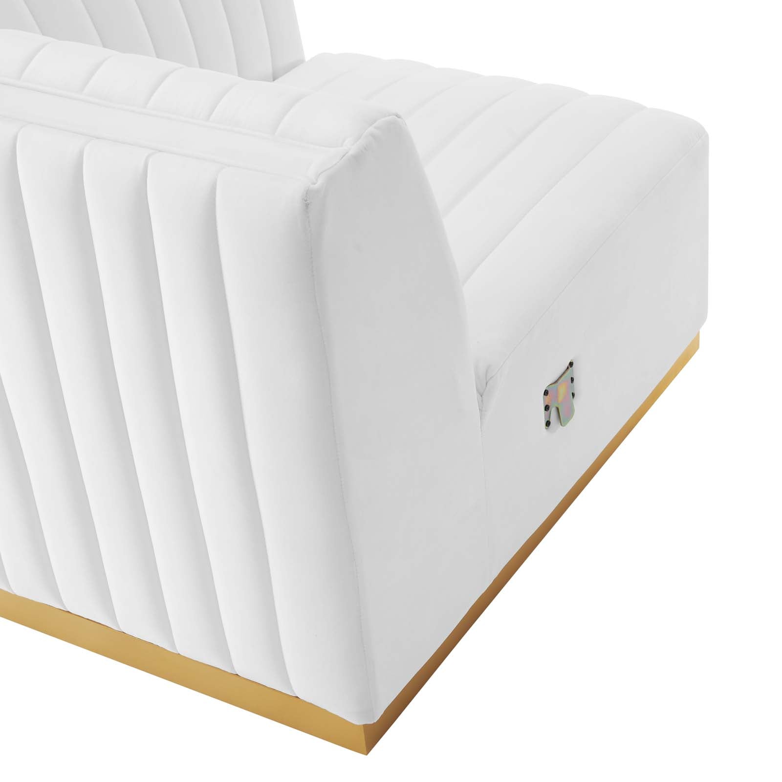 Modway Sectional Sofas - Conjure Channel Tufted Performance Velvet 5 Piece Sectional Gold White EEI-5849-GLD-WHI
