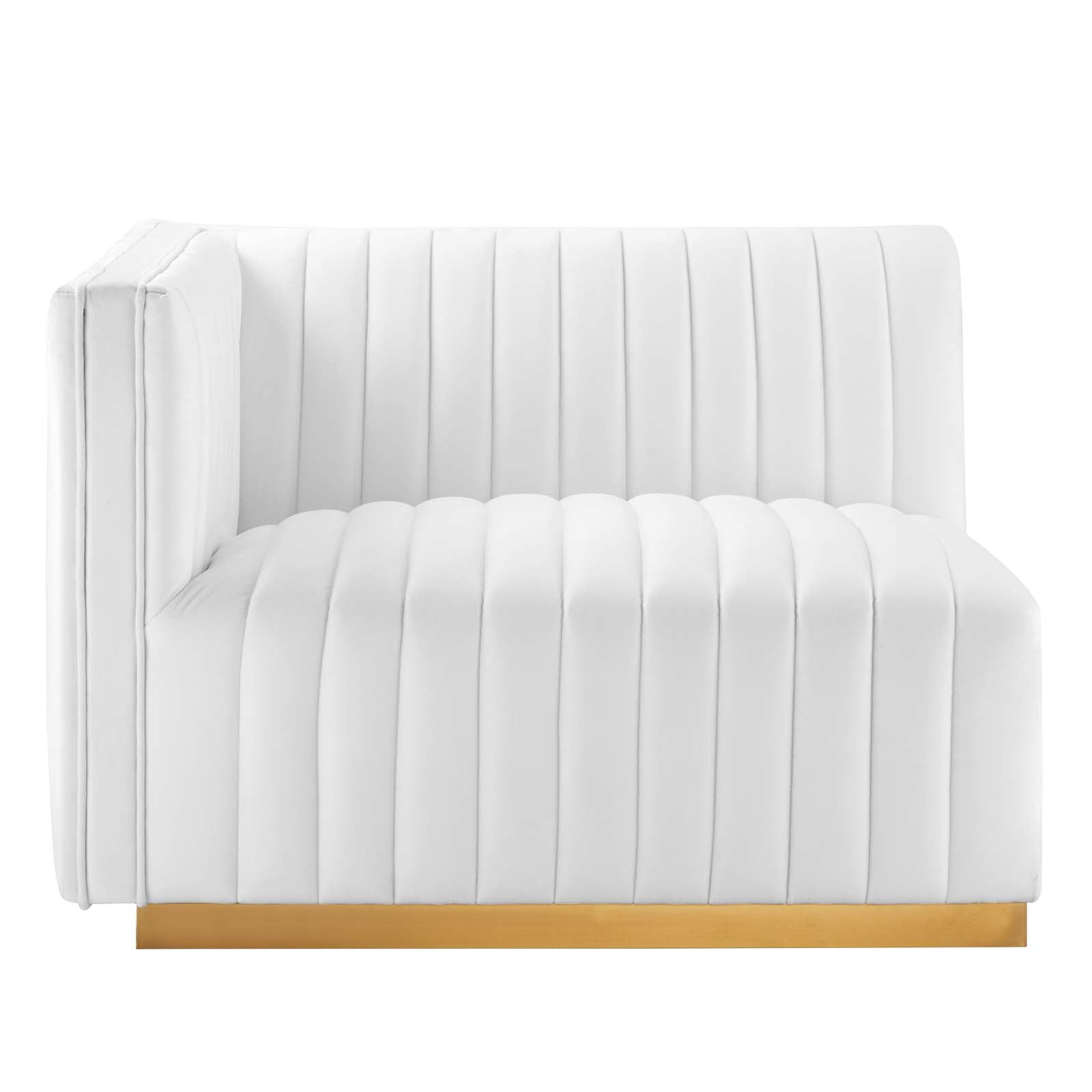 Modway Sectional Sofas - Conjure Channel Tufted Performance Velvet 5 Piece Sectional Gold White EEI-5849-GLD-WHI