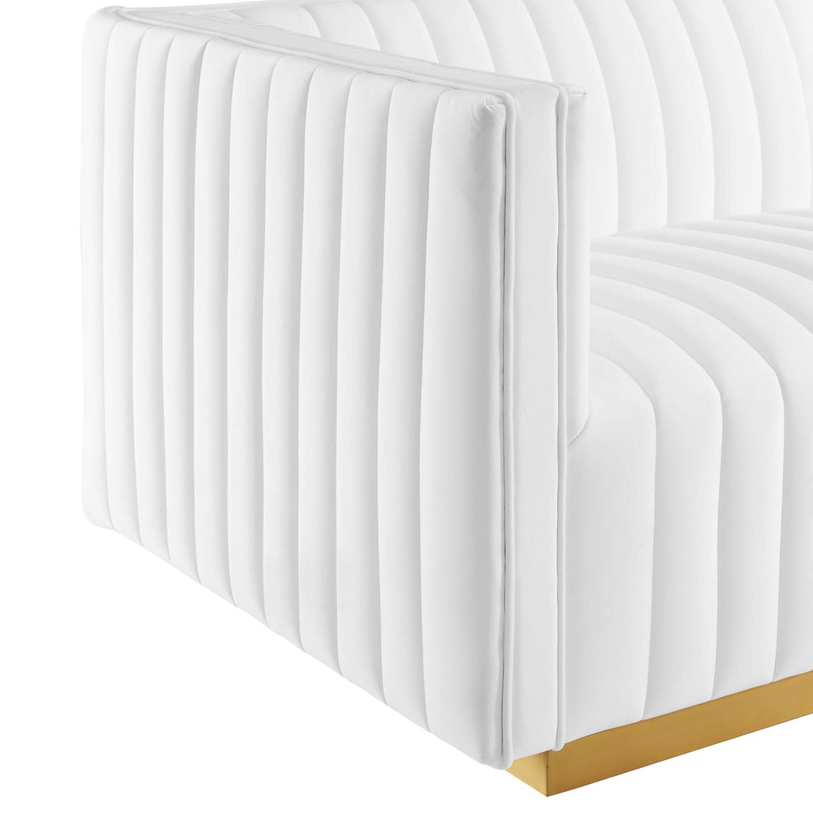 Modway Sectional Sofas - Conjure Channel Tufted Performance Velvet 5 Piece Sectional Gold White EEI-5849-GLD-WHI