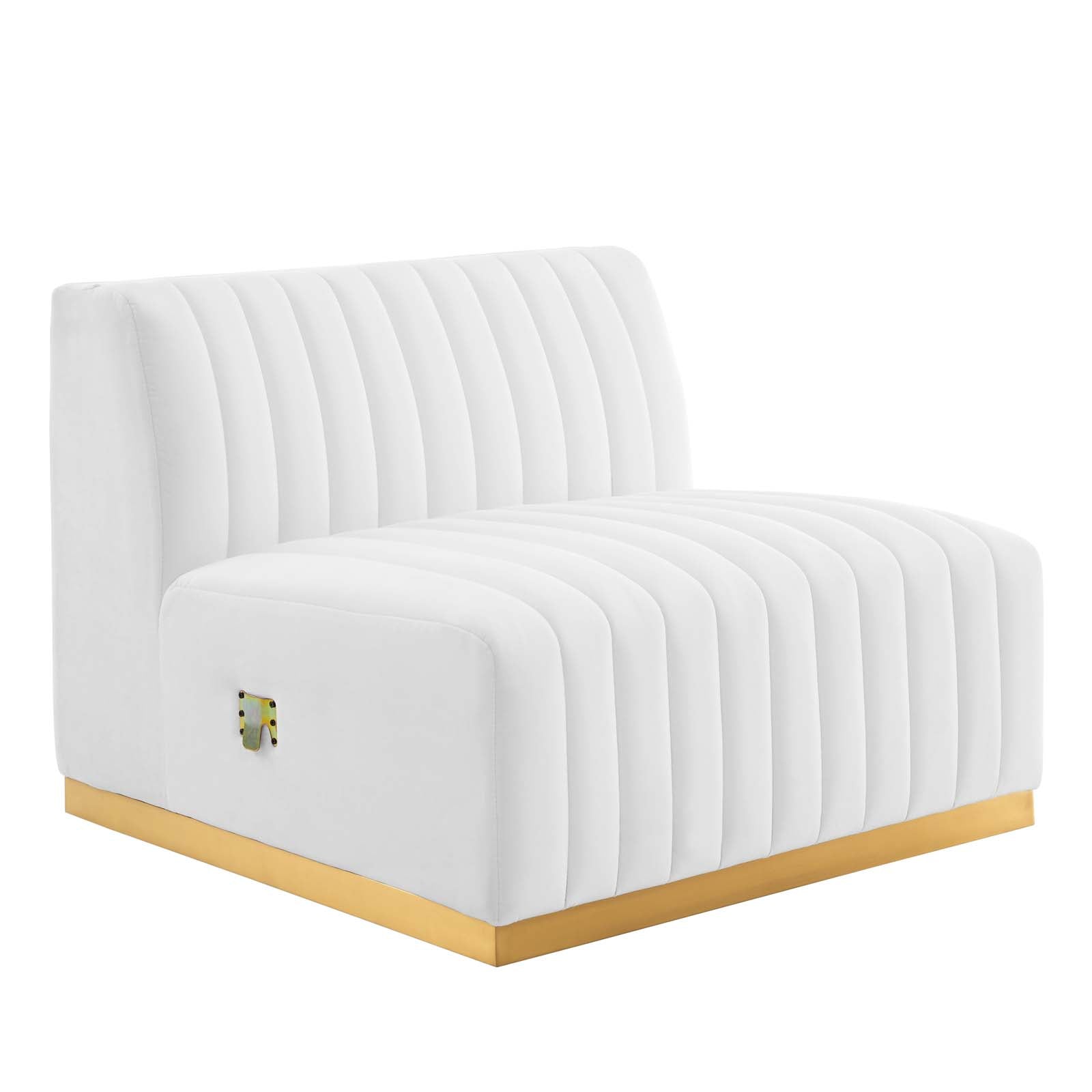 Modway Sectional Sofas - Conjure Channel Tufted Performance Velvet 5 Piece Sectional Gold White EEI-5849-GLD-WHI