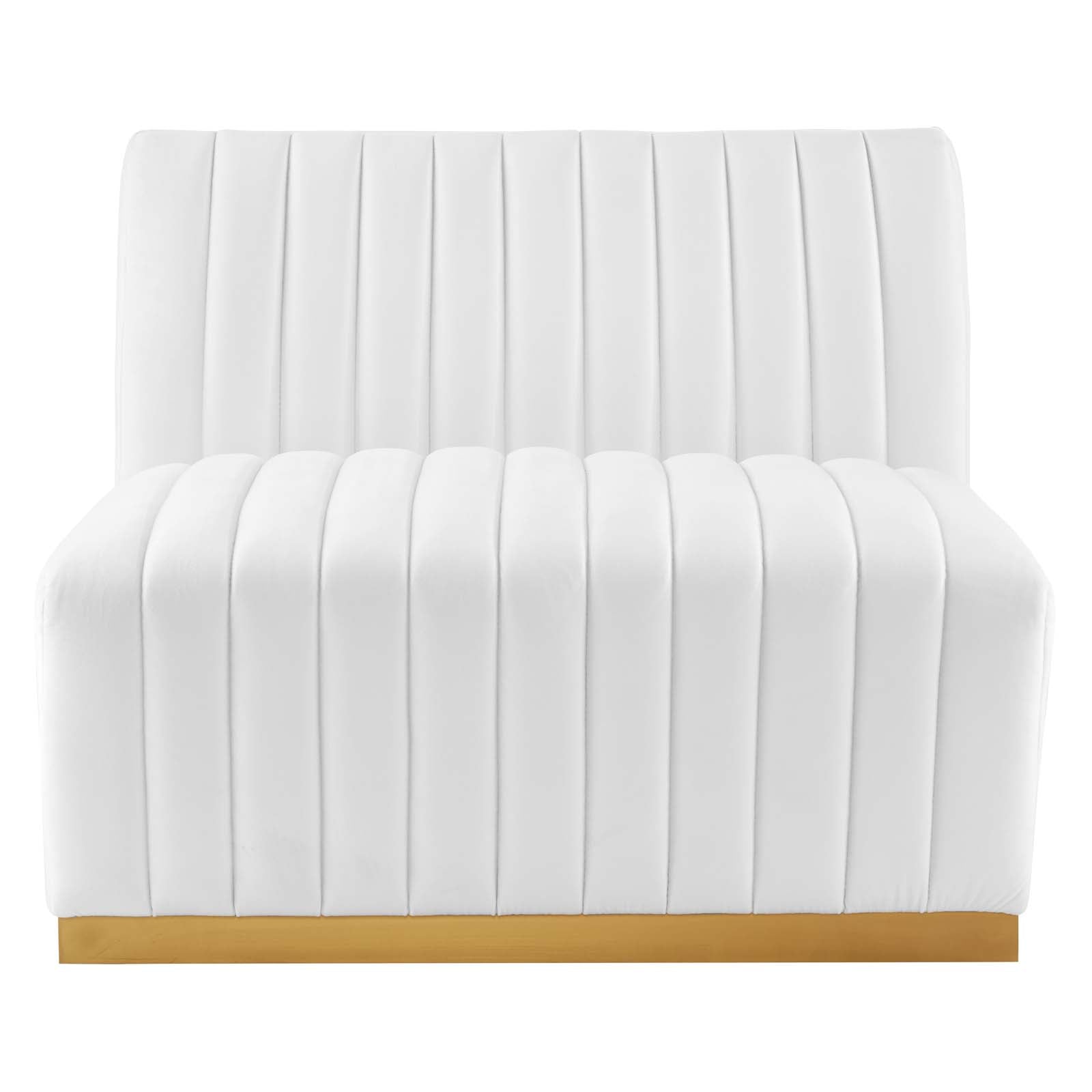 Modway Sectional Sofas - Conjure Channel Tufted Performance Velvet 5 Piece Sectional Gold White EEI-5849-GLD-WHI