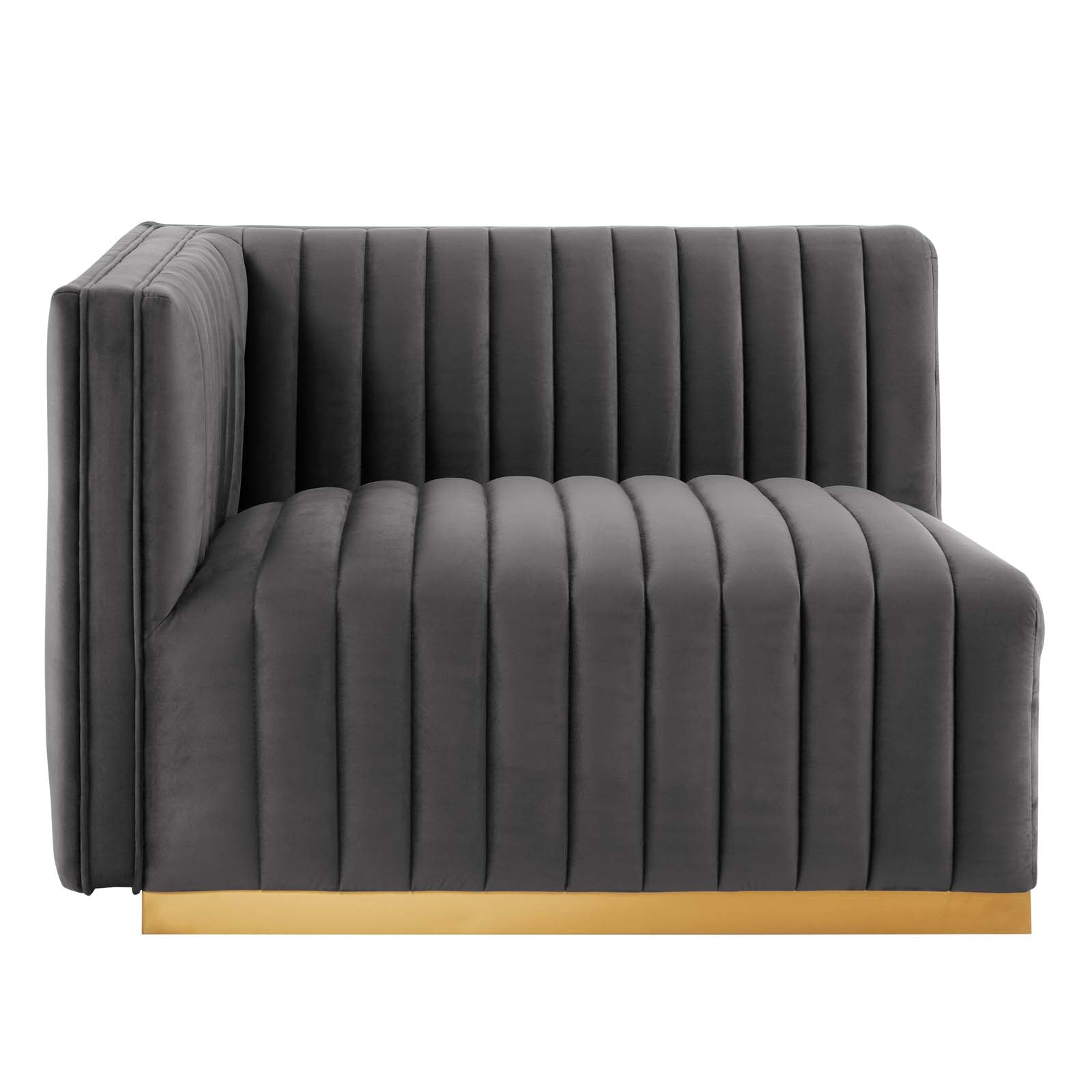 Modway Sectional Sofas - Conjure Channel Tufted Performance Velvet 5 Piece Sectional Gold Gray