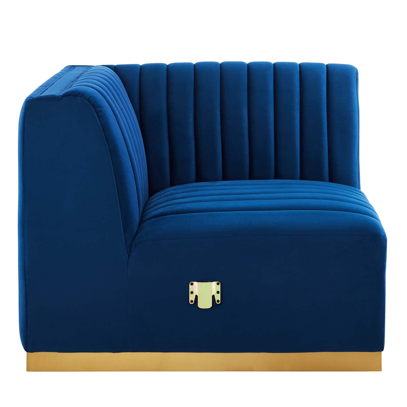 Modway Sectional Sofas - Conjure Channel Tufted Performance Velvet 6 Piece U-Shaped Sectional Gold Navy