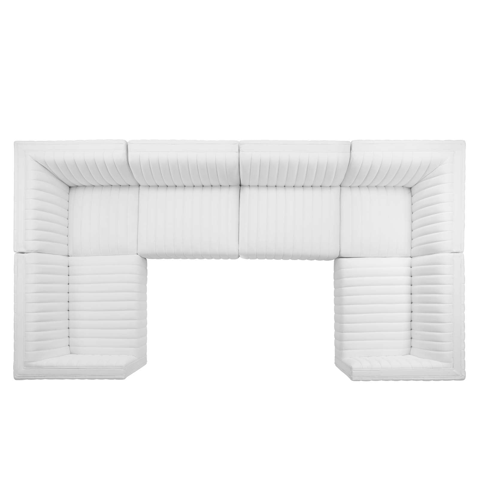 Modway Sectional Sofas - Conjure Channel Tufted Performance Velvet 6 Piece U-Shaped Sectional Gold White