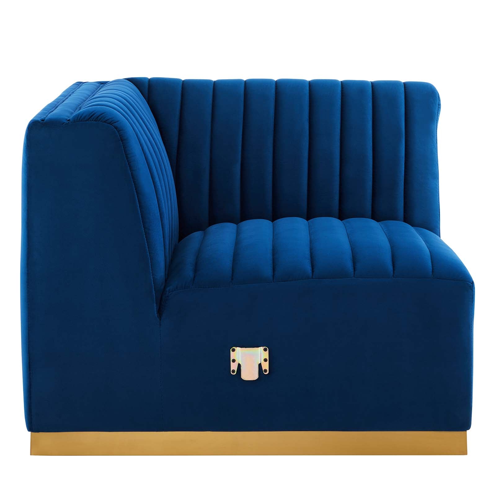 Modway Sectional Sofas - Conjure Channel Tufted Performance Velvet 5 Piece Sectional Gold Navy EEI-5852-GLD-NAV