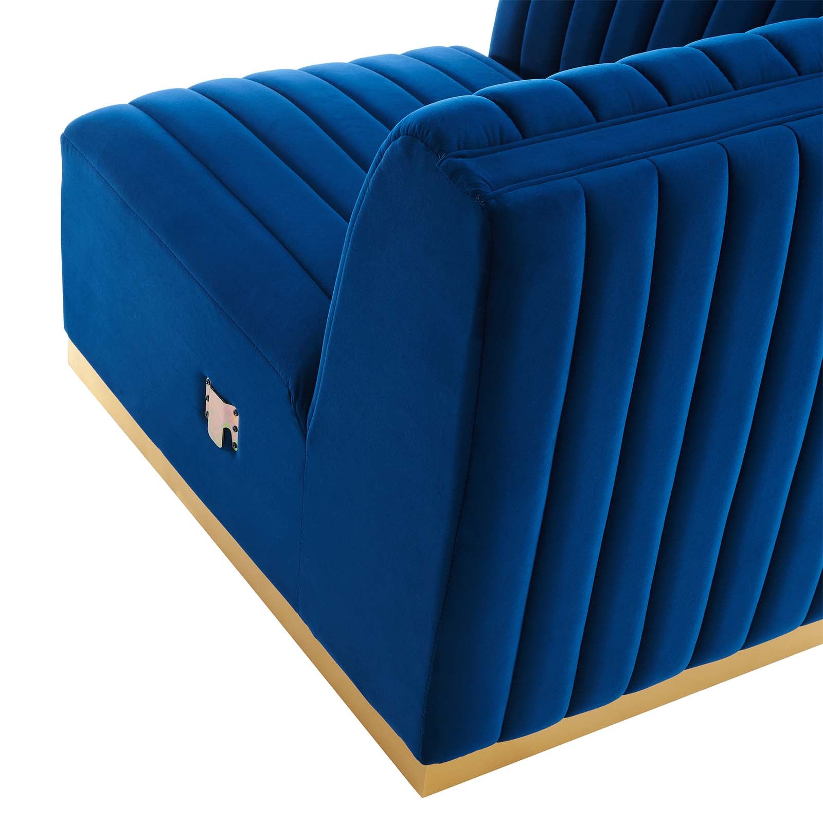 Modway Sectional Sofas - Conjure Channel Tufted Performance Velvet 5 Piece Sectional Gold Navy EEI-5852-GLD-NAV