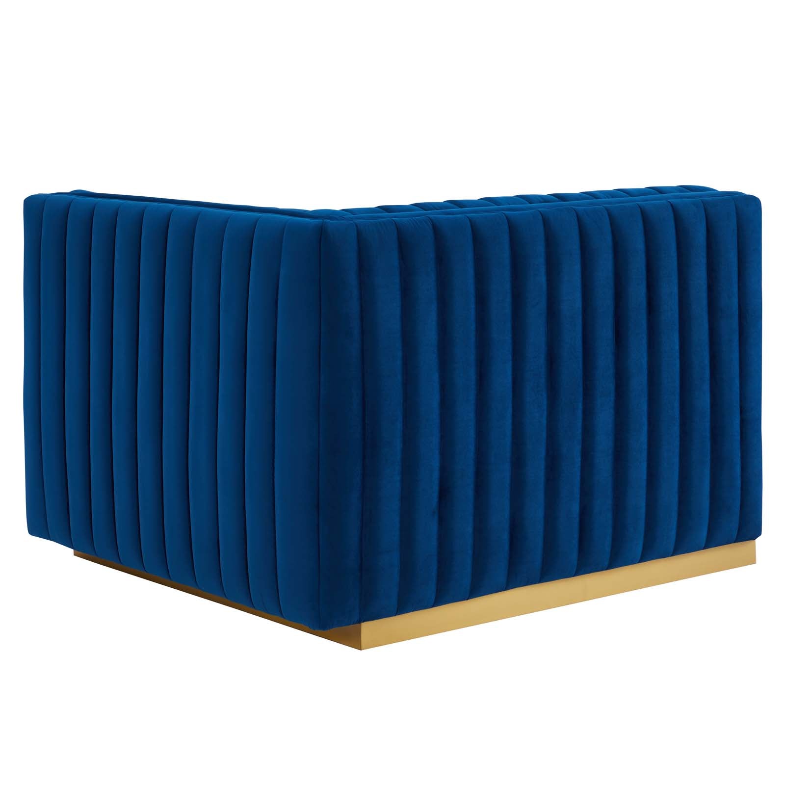Modway Sectional Sofas - Conjure Channel Tufted Performance Velvet 5 Piece Sectional Gold Navy EEI-5852-GLD-NAV