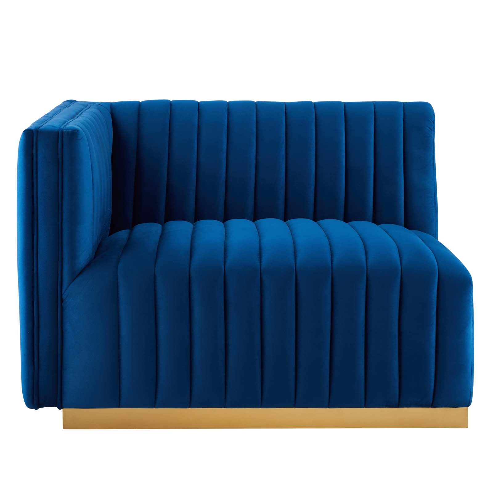 Modway Sectional Sofas - Conjure Channel Tufted Performance Velvet 5 Piece Sectional Gold Navy EEI-5852-GLD-NAV