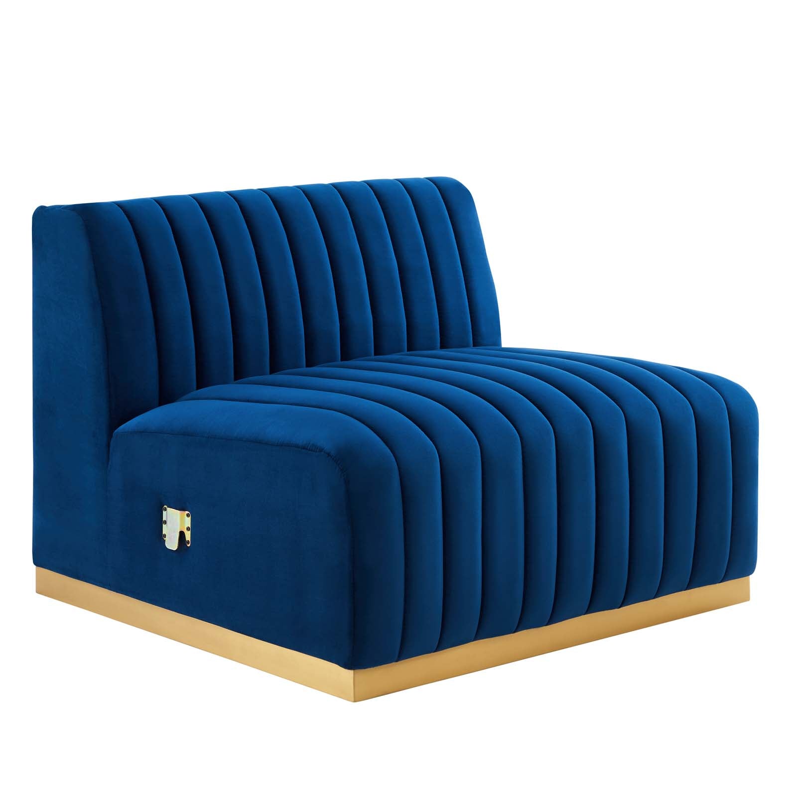 Modway Sectional Sofas - Conjure Channel Tufted Performance Velvet 5 Piece Sectional Gold Navy EEI-5852-GLD-NAV