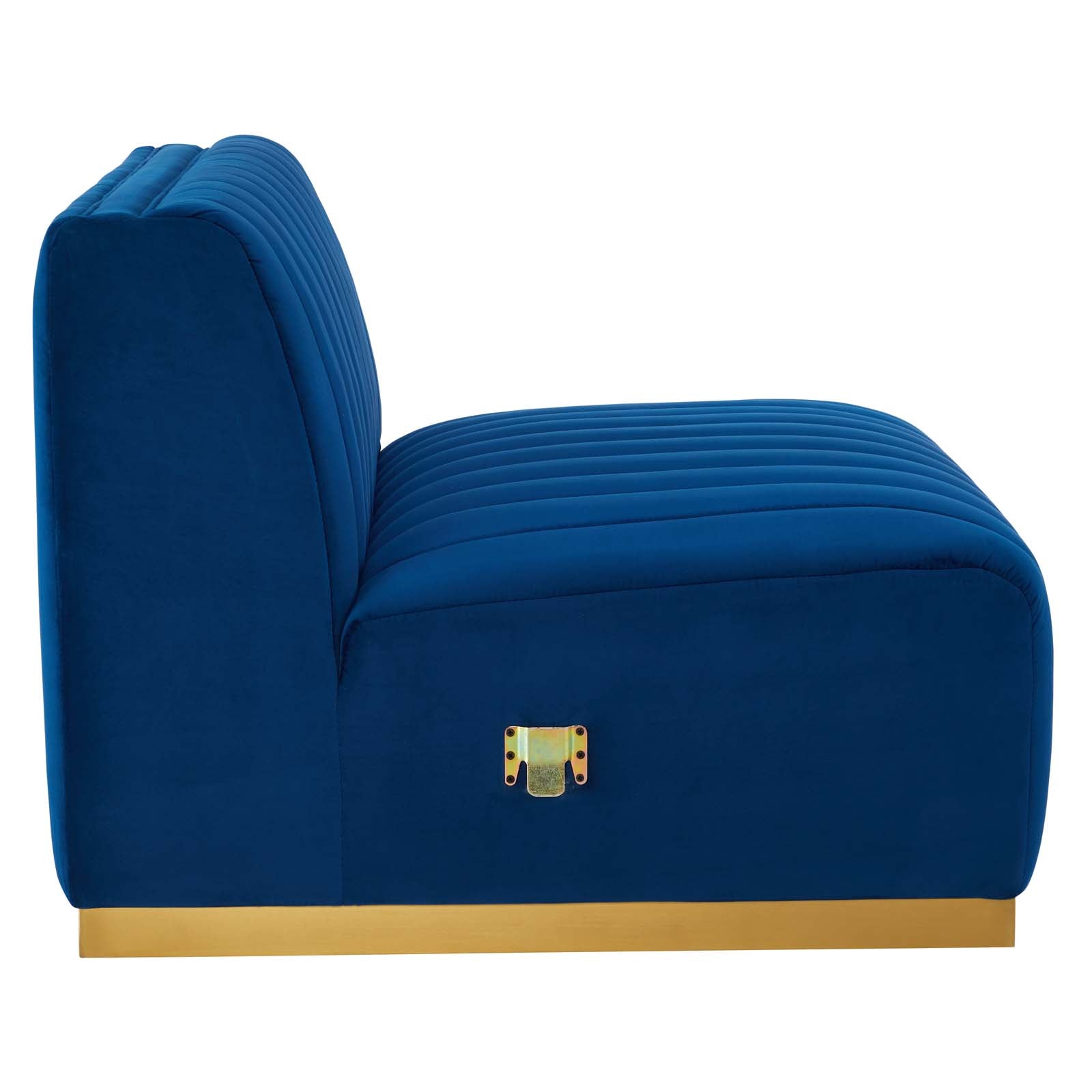 Modway Sectional Sofas - Conjure Channel Tufted Performance Velvet 5 Piece Sectional Gold Navy EEI-5852-GLD-NAV