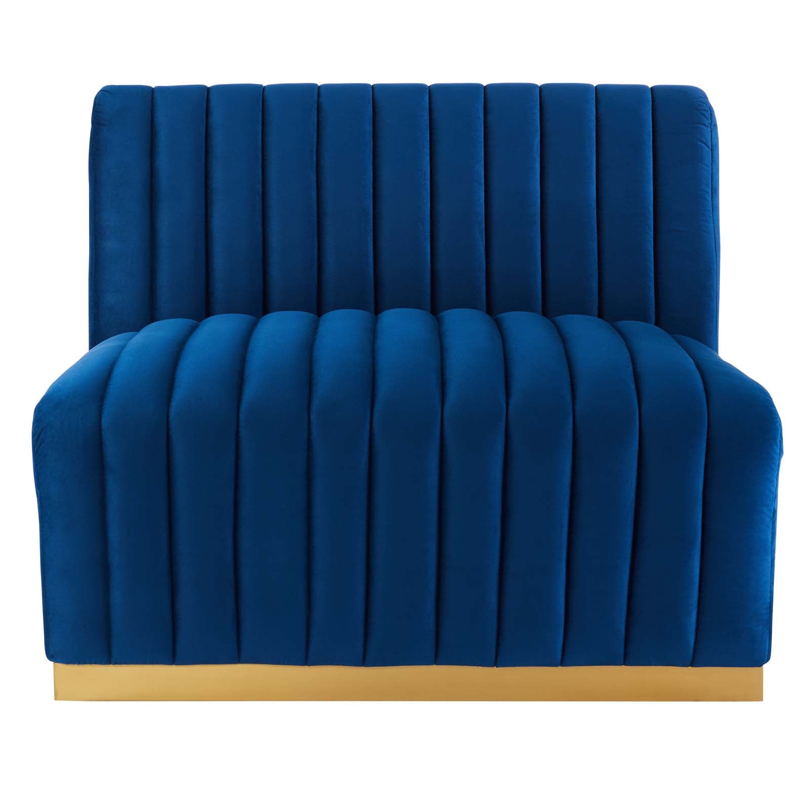 Modway Sectional Sofas - Conjure Channel Tufted Performance Velvet 5 Piece Sectional Gold Navy EEI-5852-GLD-NAV