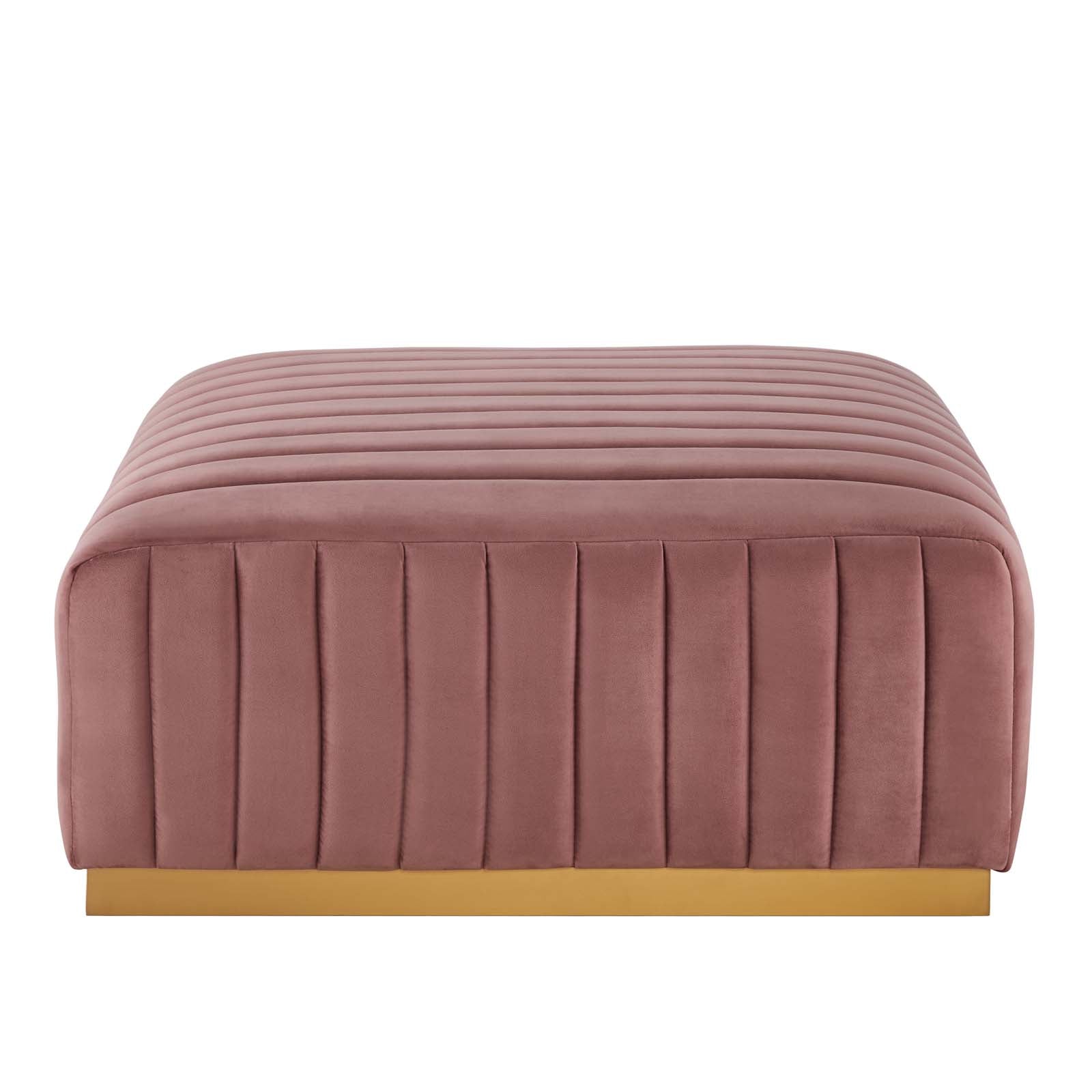 Modway Sectional Sofas - Conjure Channel Tufted Performance Velvet 5 Piece Sectional Gold | Dusty Rose EEI-5853-GLD-DUS