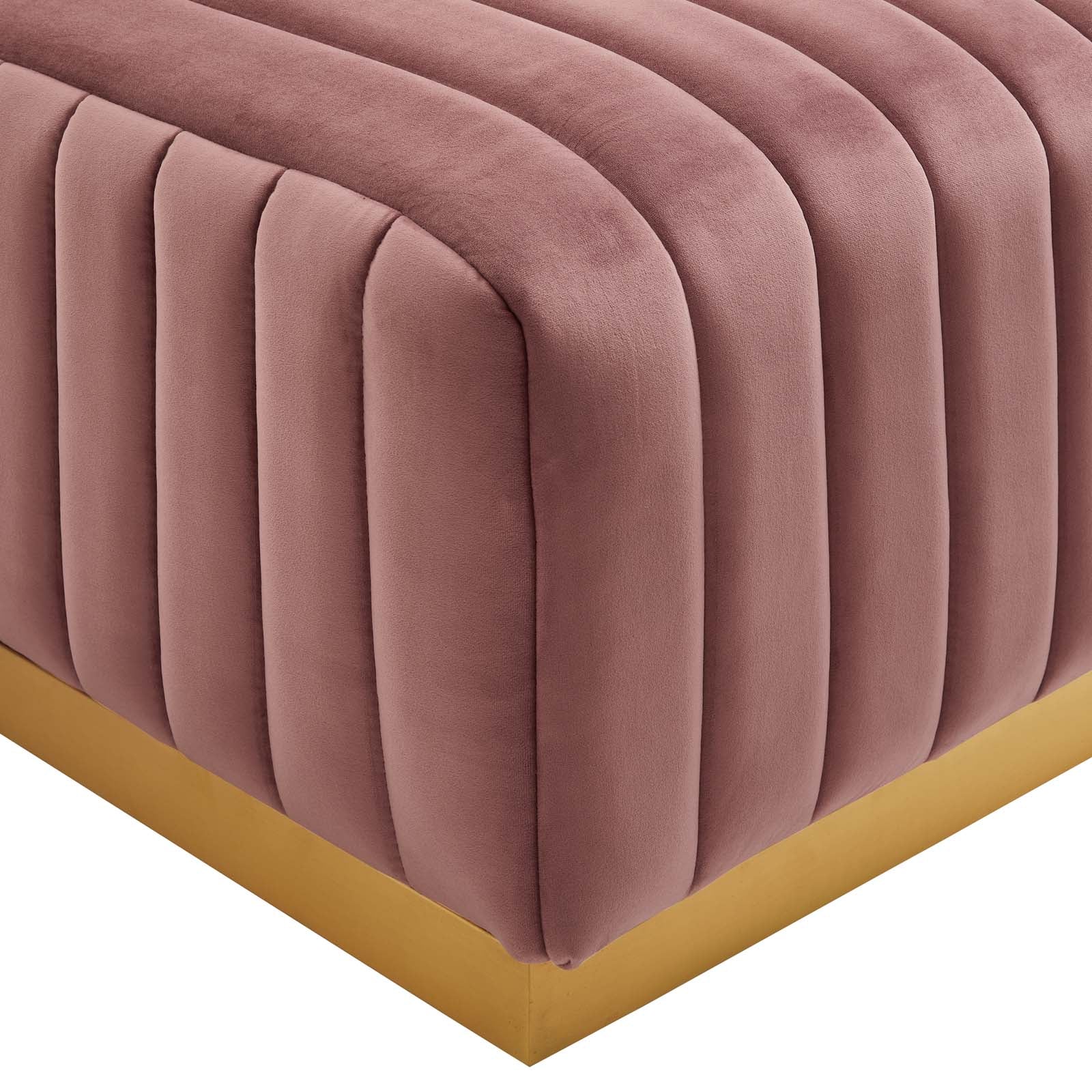 Modway Sectional Sofas - Conjure Channel Tufted Performance Velvet 5 Piece Sectional Gold | Dusty Rose EEI-5853-GLD-DUS