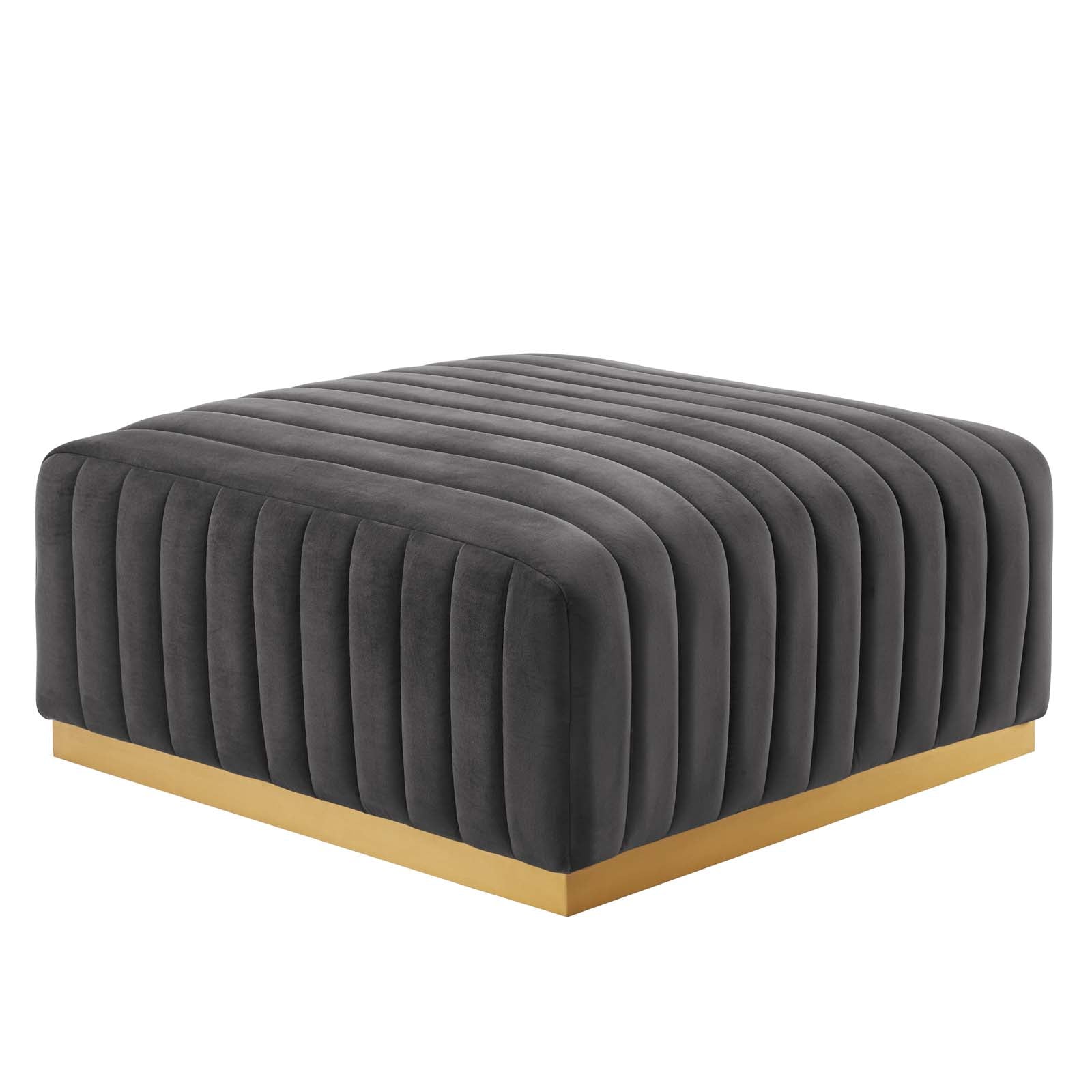 Modway Sectional Sofas - Conjure Channel Tufted Performance Velvet 5 Piece Sectional Gold Gray EEI-5853-GLD-GRY