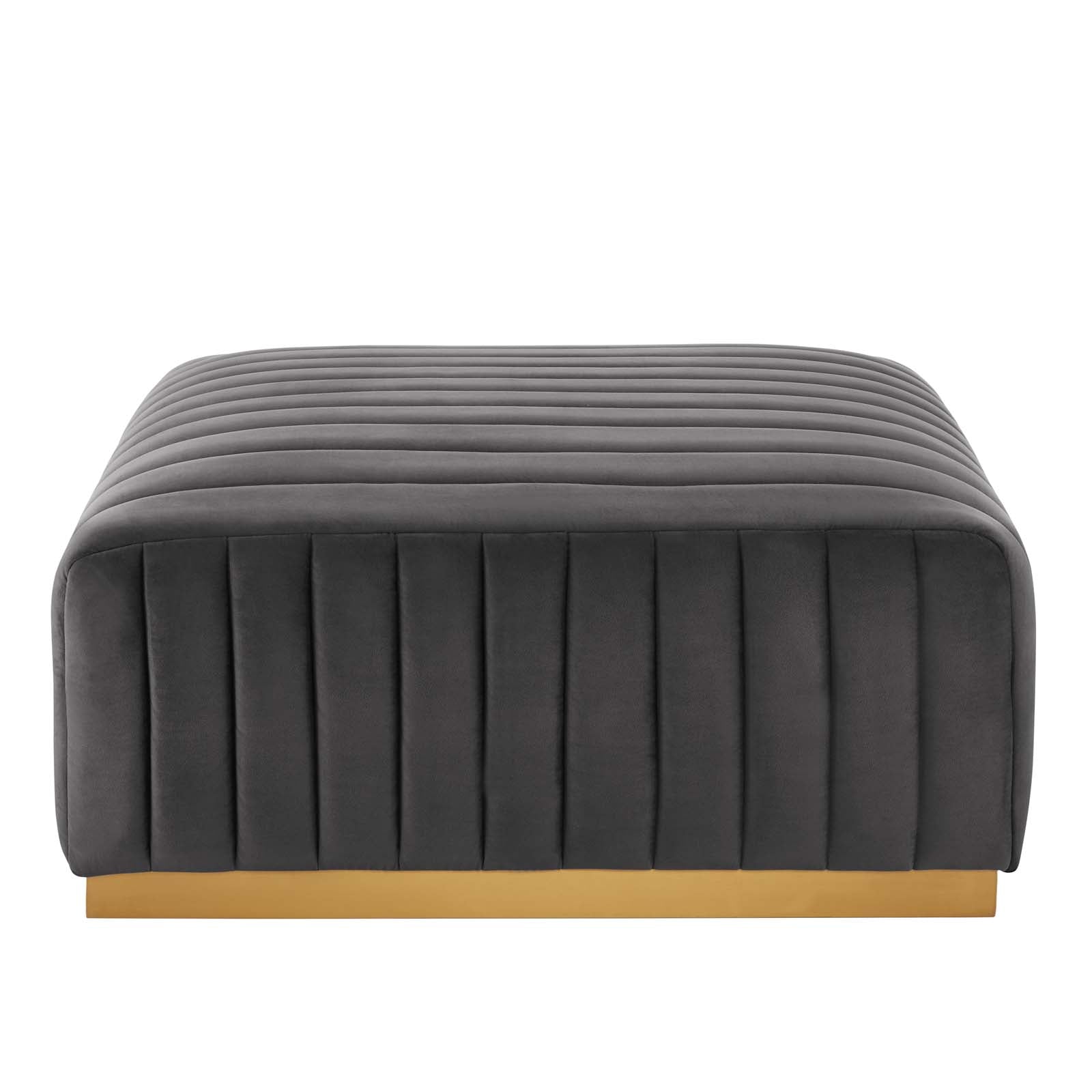 Modway Sectional Sofas - Conjure Channel Tufted Performance Velvet 5 Piece Sectional Gold Gray EEI-5853-GLD-GRY
