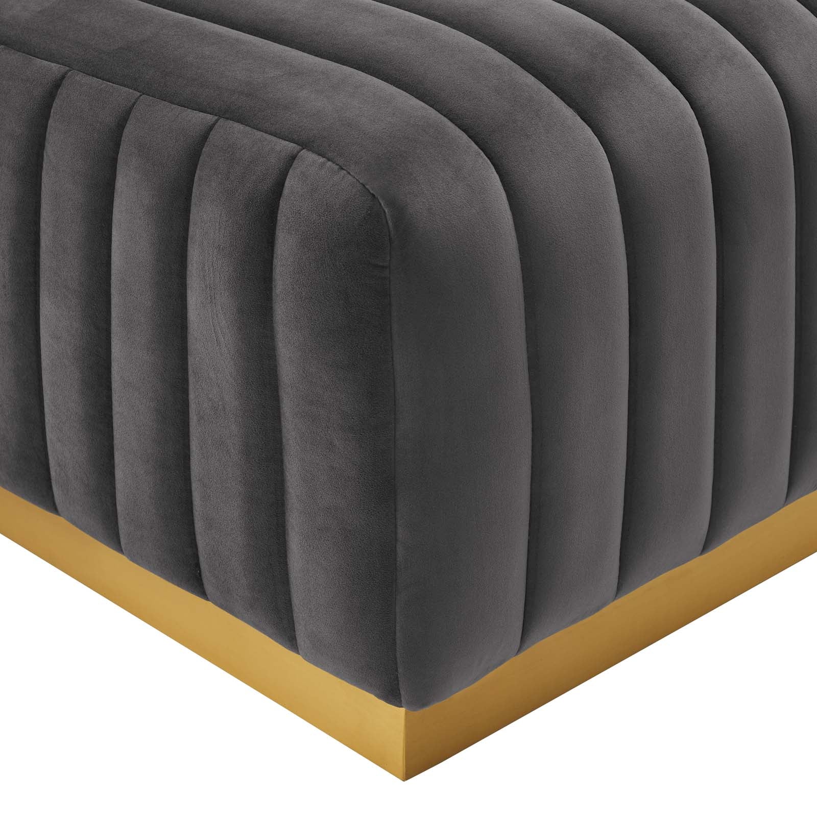 Modway Sectional Sofas - Conjure Channel Tufted Performance Velvet 5 Piece Sectional Gold Gray EEI-5853-GLD-GRY