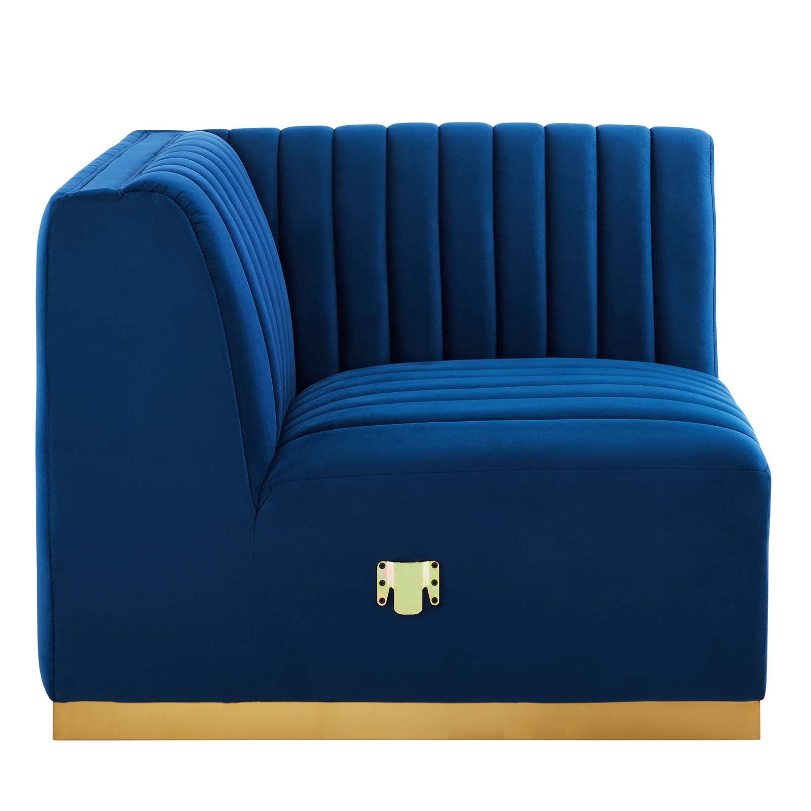 Modway Sectional Sofas - Conjure Channel Tufted Performance Velvet 5 Piece Sectional Gold Navy EEI-5853-GLD-NAV
