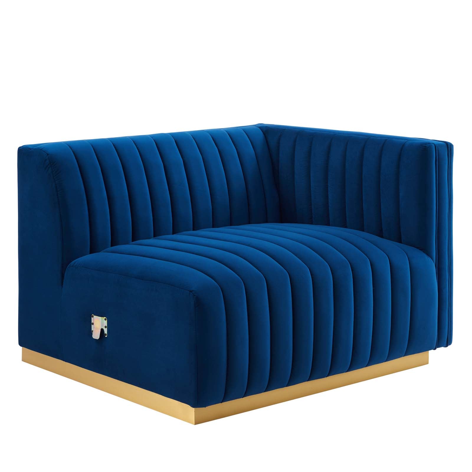 Modway Sectional Sofas - Conjure Channel Tufted Performance Velvet 5 Piece Sectional Gold Navy EEI-5853-GLD-NAV