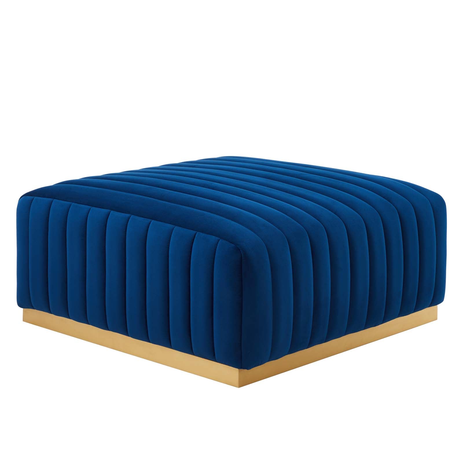 Modway Sectional Sofas - Conjure Channel Tufted Performance Velvet 5 Piece Sectional Gold Navy EEI-5853-GLD-NAV