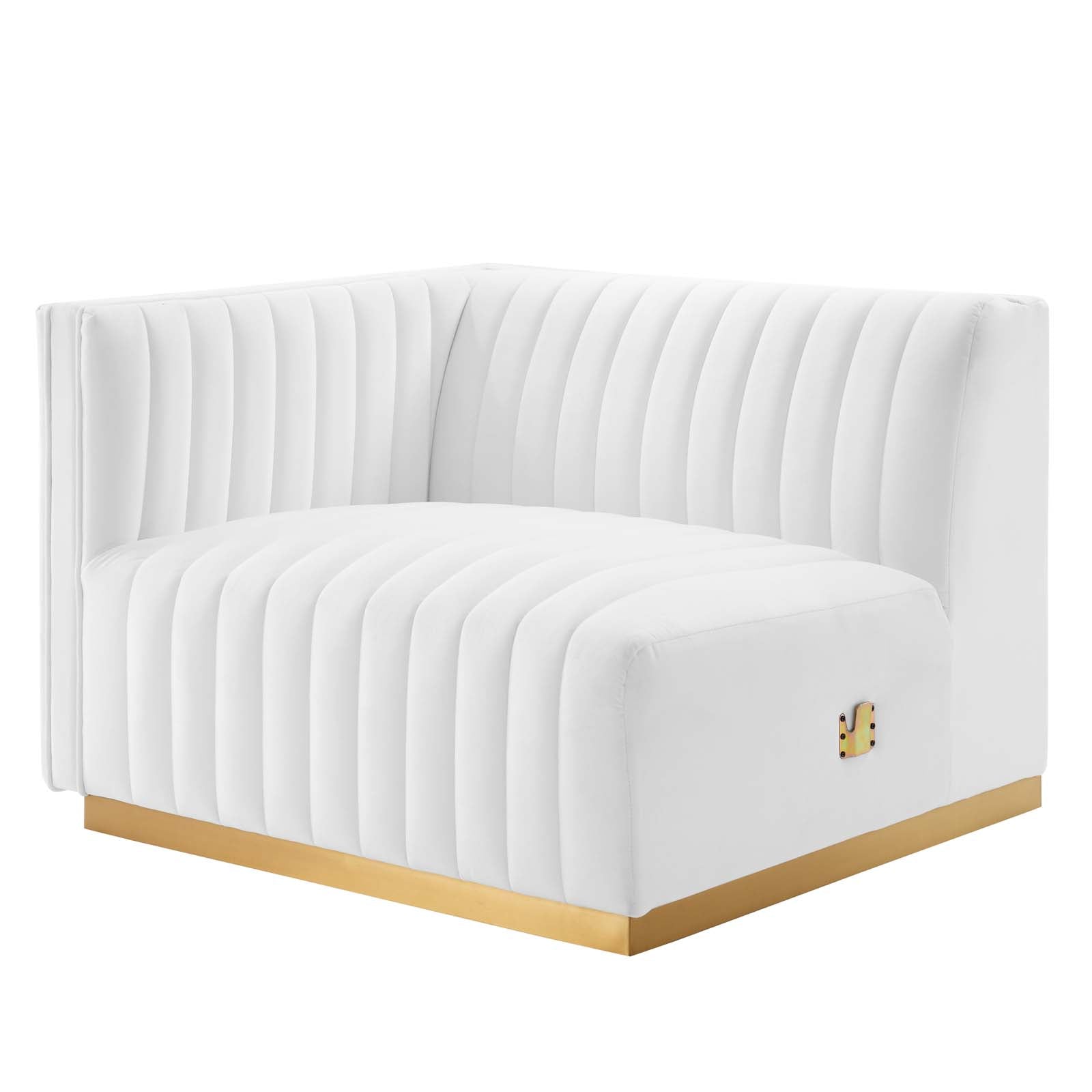 Modway Sectional Sofas - Conjure Channel Tufted Performance Velvet 5 Piece Sectional Gold White EEI-5853-GLD-WHI