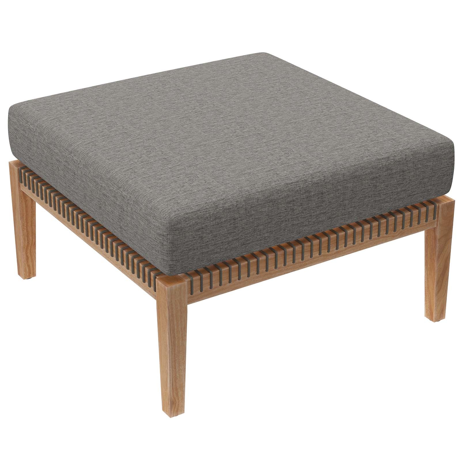 Modway Outdoor Sofas - Clearwater-Outdoor-Patio-Teak-Wood-Ottoman-Gray-Graphite