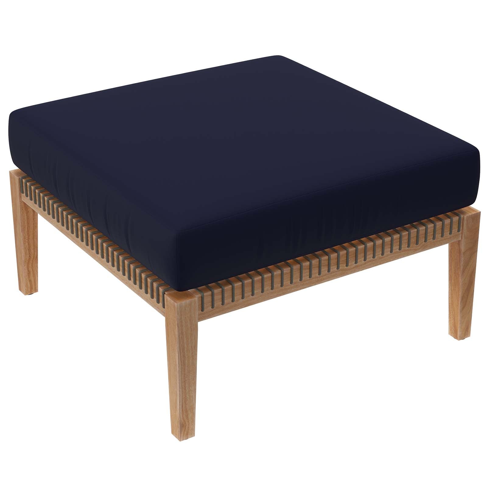 Modway Outdoor Sofas - Clearwater-Outdoor-Patio-Teak-Wood-Ottoman-Gray-Navy