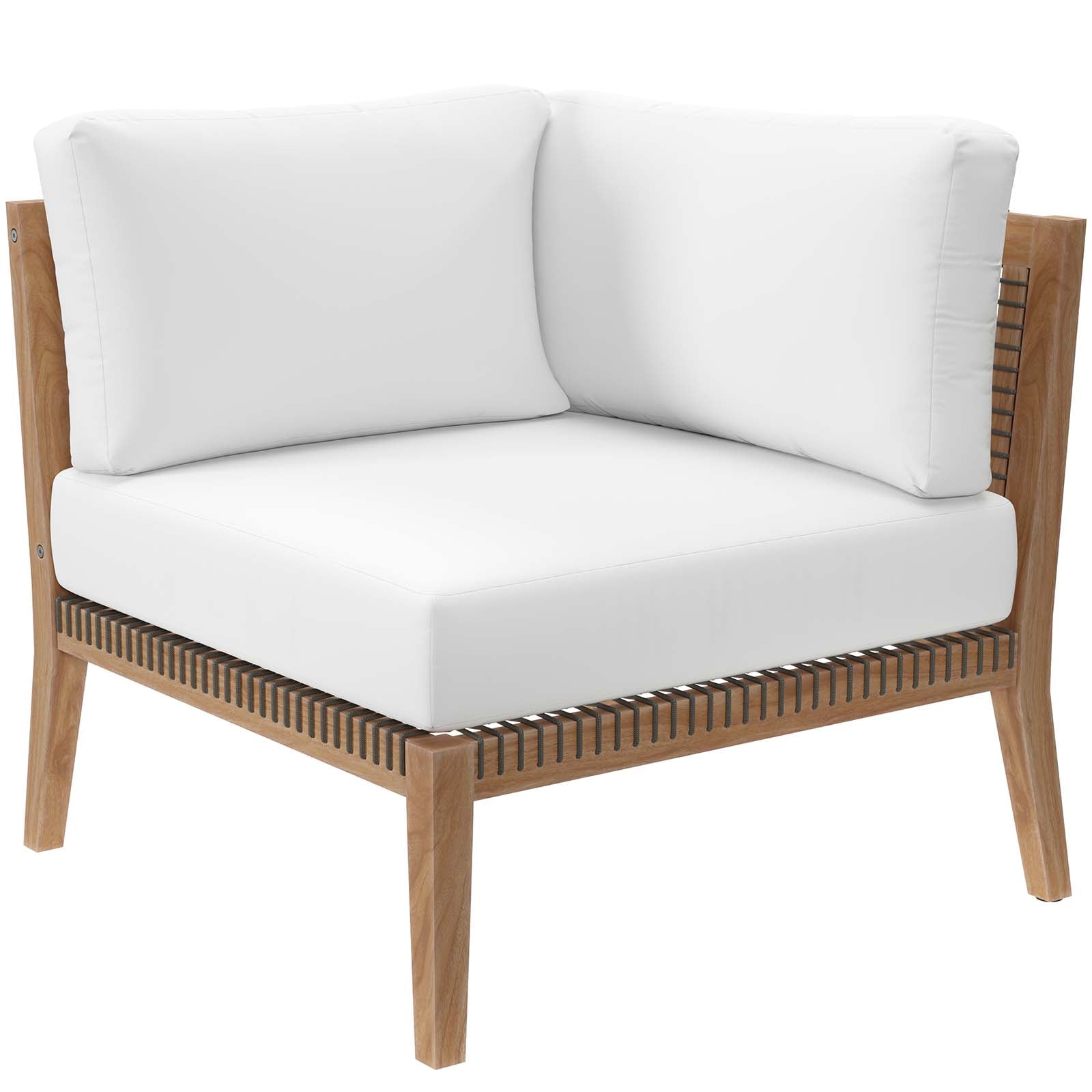 Modway Outdoor Sofas - Clearwater-Outdoor-Patio-Teak-Wood-Corner-Chair-Gray-White