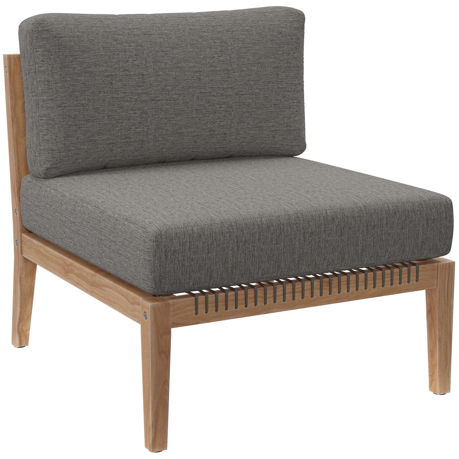 Modway Outdoor Sofas - Clearwater-Outdoor-Patio-Teak-Wood-Armless-Chair-Gray-Graphite