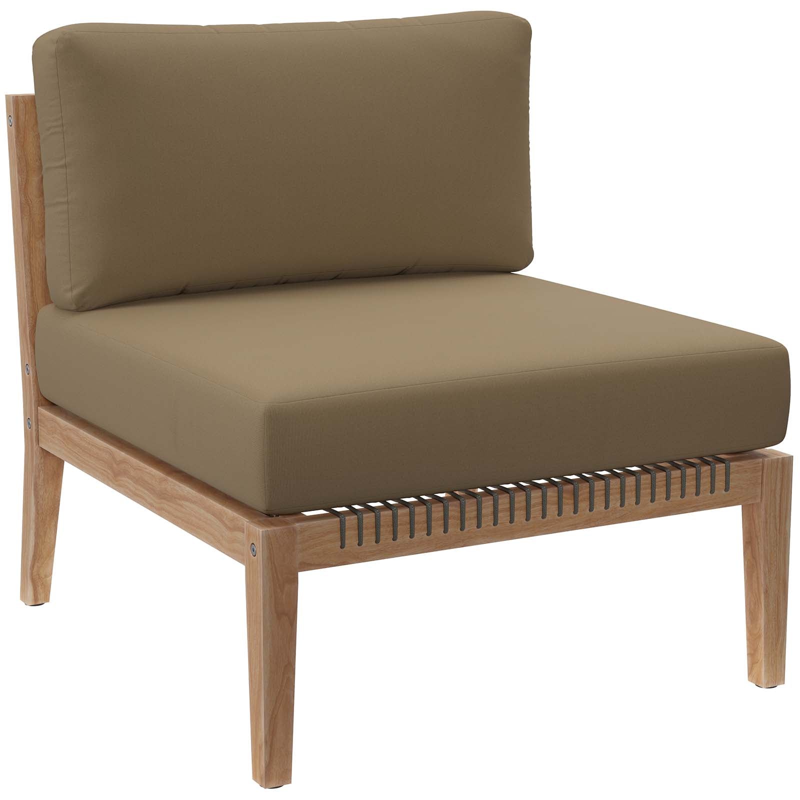 Modway Outdoor Sofas - Clearwater-Outdoor-Patio-Teak-Wood-Armless-Chair-Gray-Light-Brown