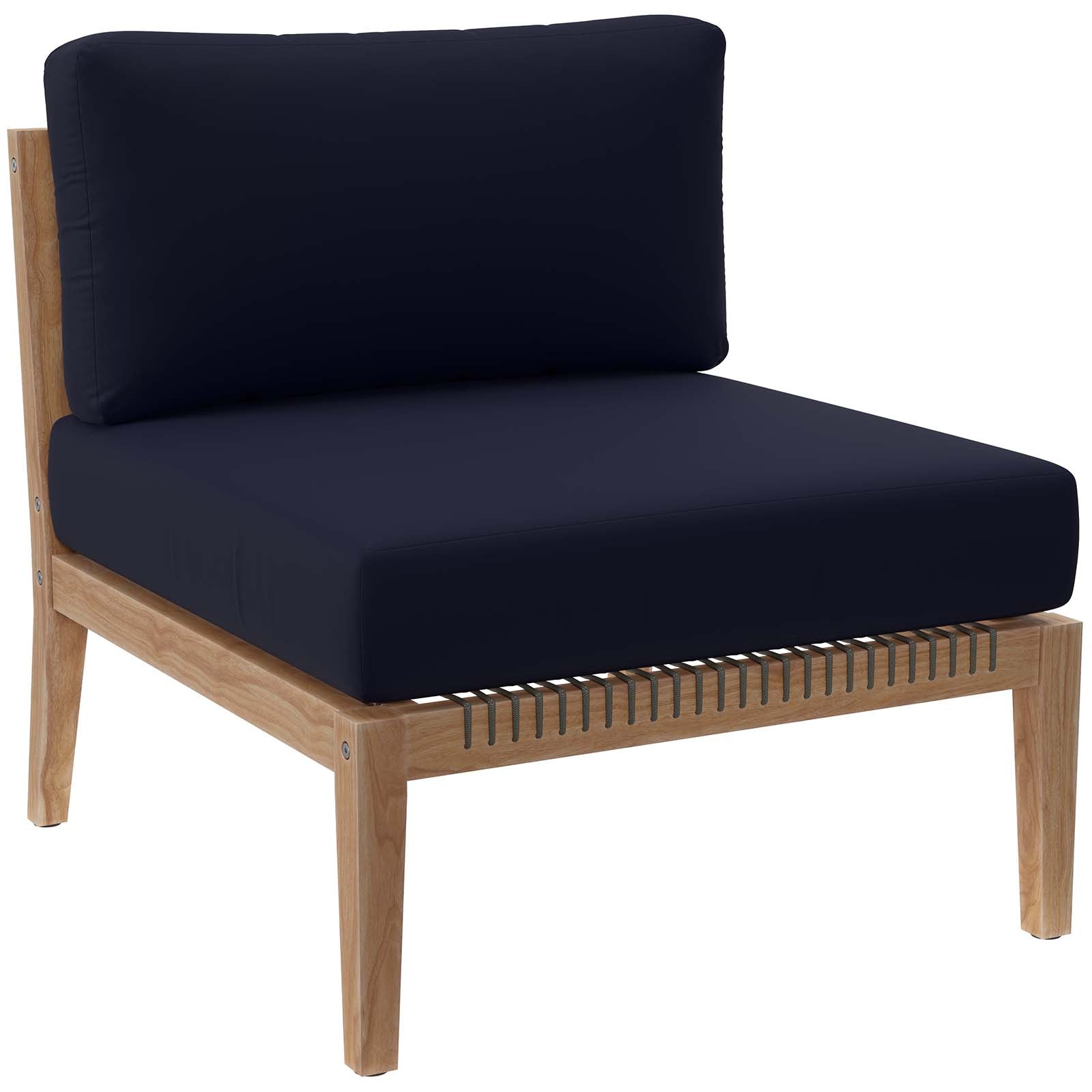 Modway Outdoor Sofas - Clearwater-Outdoor-Patio-Teak-Wood-Armless-Chair-Gray-Navy