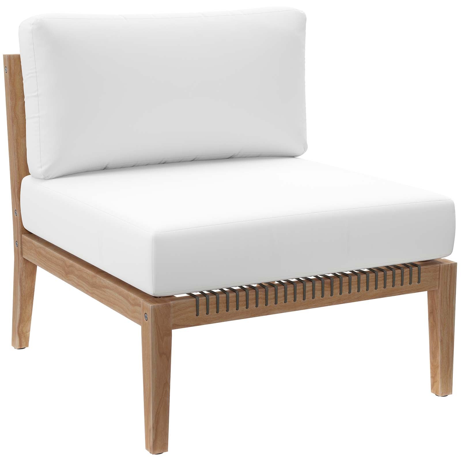Modway Outdoor Sofas - Clearwater-Outdoor-Patio-Teak-Wood-Armless-Chair-Gray-White