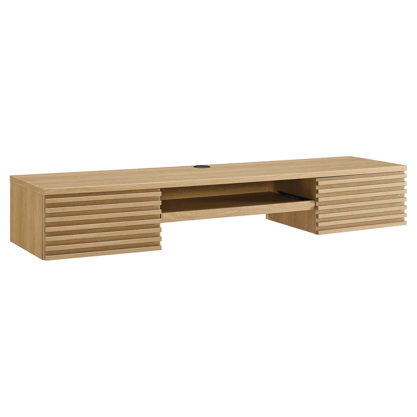 Modway Desks - Render Wall Mount Wood Office Desk Oak