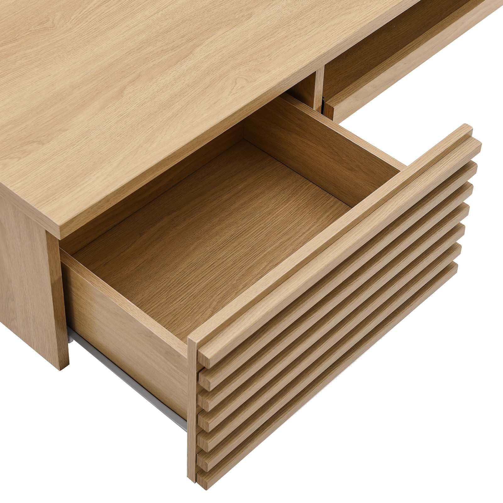 Modway Desks - Render Wall Mount Wood Office Desk Oak