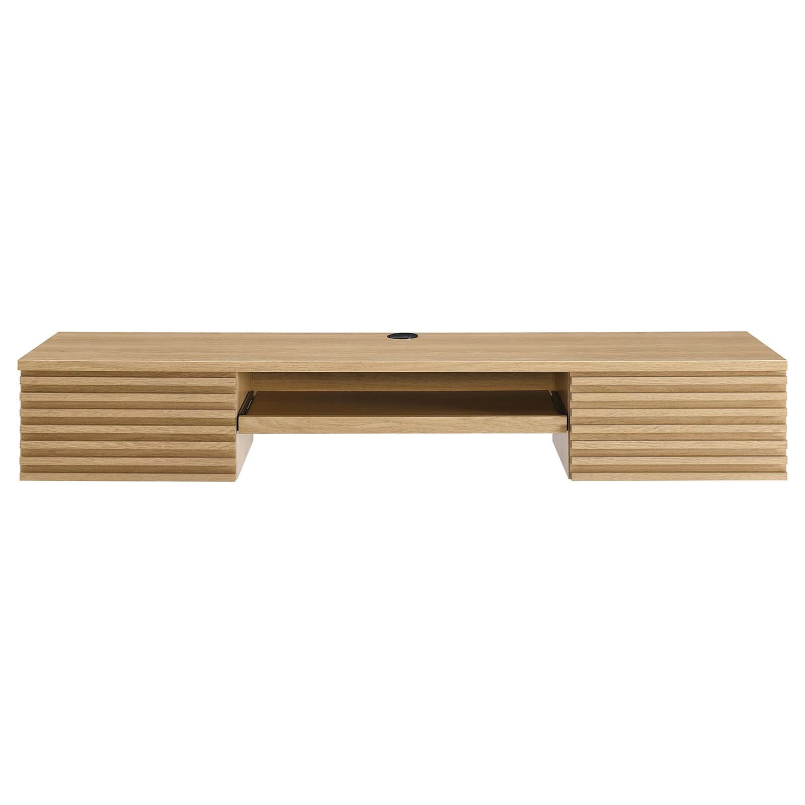Modway Desks - Render Wall Mount Wood Office Desk Oak